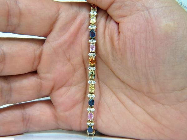 7.80ct Natural Sapphire & Diamond Bracelet in 14K Gold - Multicolor Gemstone Jewelry for Women, Perfect for Weddings, Anniversaries & Special Occasions