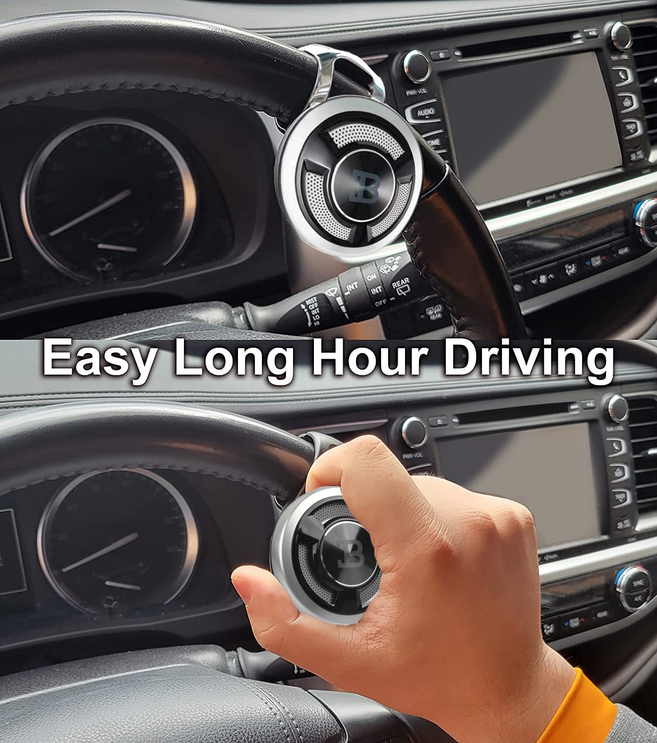 BL Universal Steering Wheel Spinner Knob - Non-Slip ABS with Chrome Plated Finish, Metal Ball Bearing for Easy Installation (Silver Platinum) - Perfect for Truck, Tractor & Disability Driving Assistance