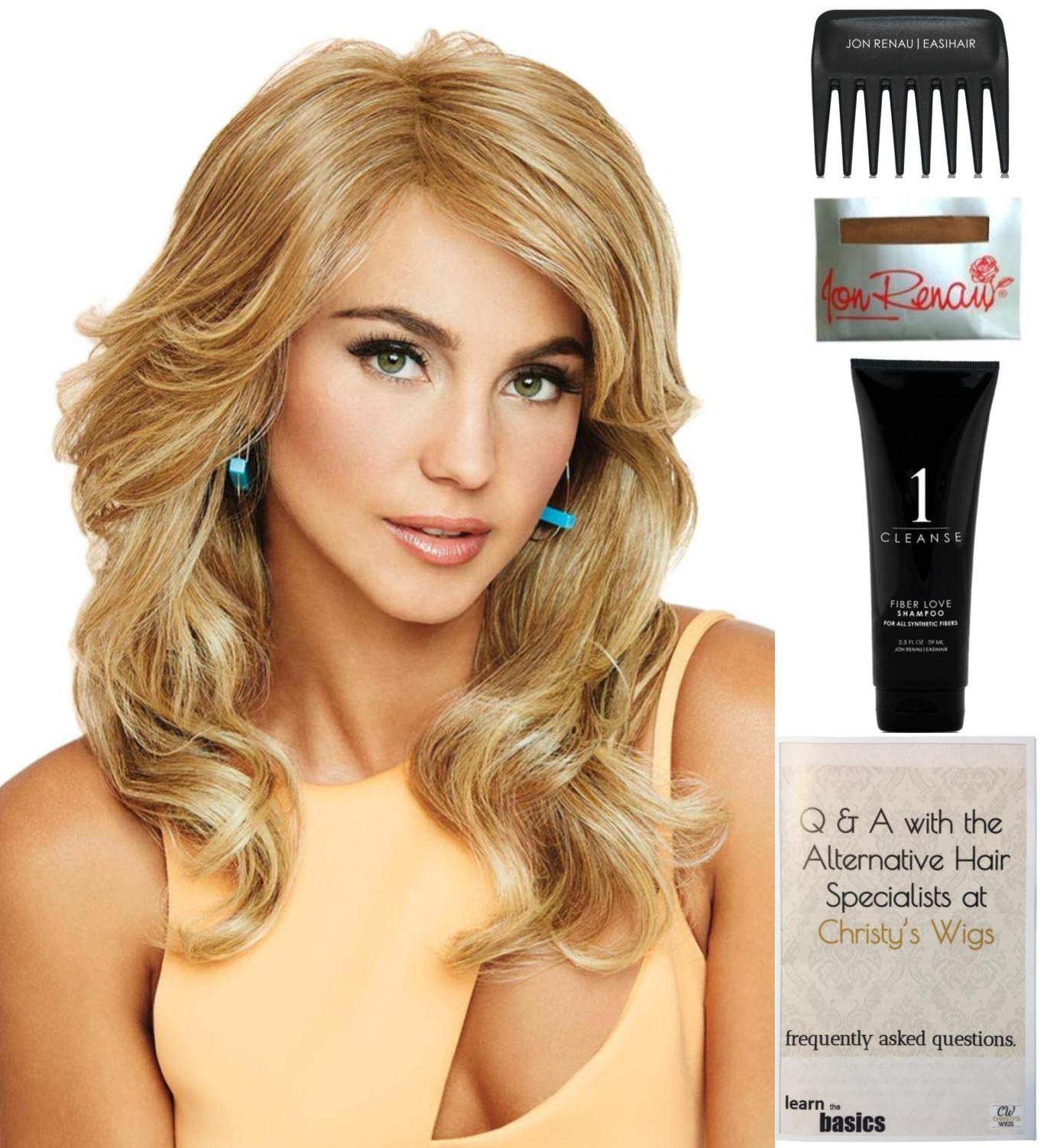Raquel Welch Always Wig Bundle - 5 Piece Set with Christy's Wigs Q&A Booklet, Wig Shampoo, Wig Cap & Wide Tooth Comb (Color: RL11/25) | Perfect for Cosplay, Costume Parties & Everyday Hair Styling