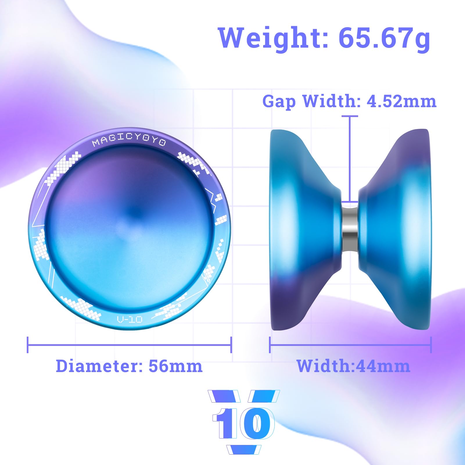 Shungru JoJo V10 Yo-Yo for Kids & Adults - Professional Aluminum Alloy Finger Spin Trick Yo-Yo with 12 Strings, Carrying Case & Glove - Perfect for Beginners, Competitions & Skill Practice