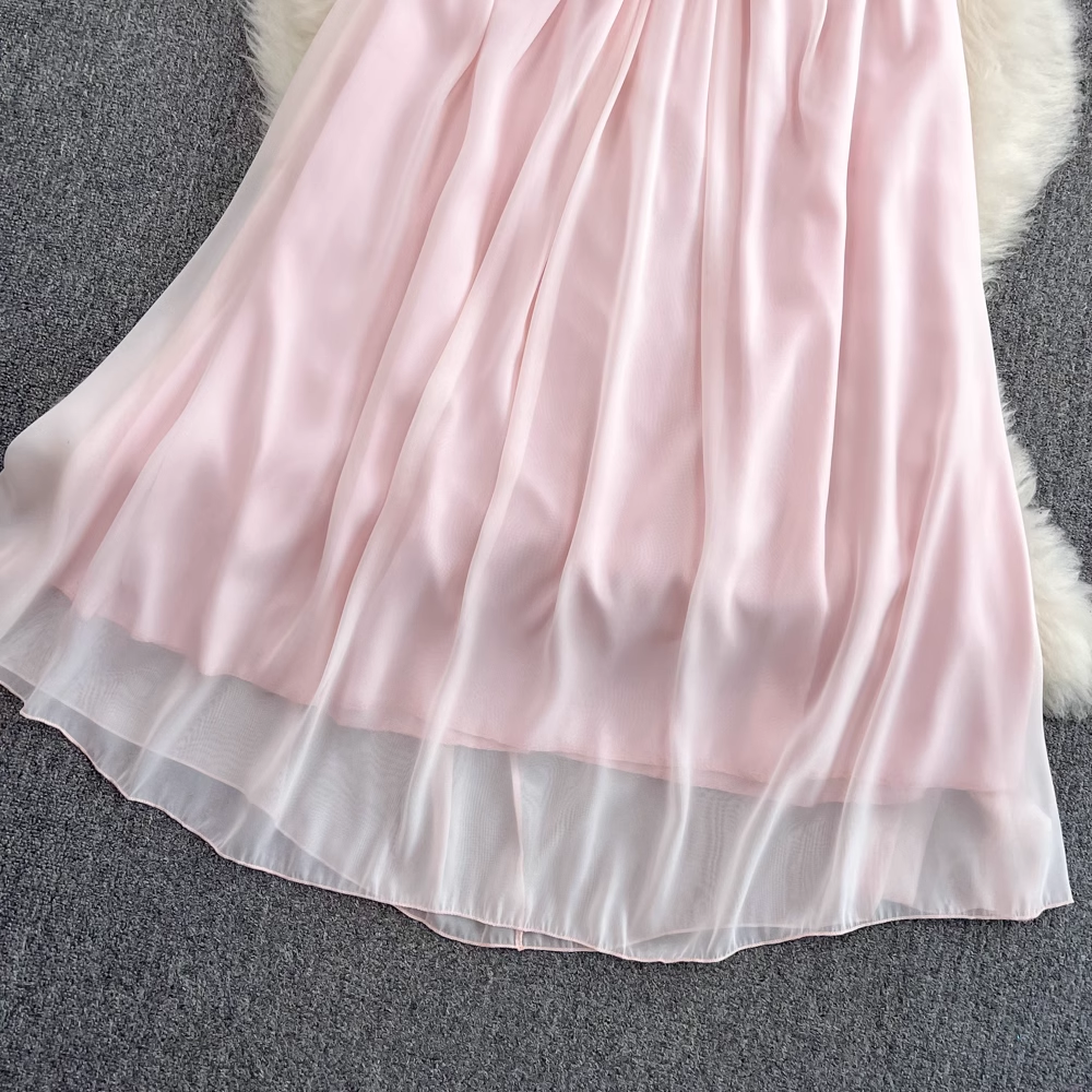 Elegant Chiffon Spaghetti Strap Maxi Skirt - Summer Sleeveless Long Skirt for Women | Perfect for Beach Vacations, Date Nights & Casual Outings