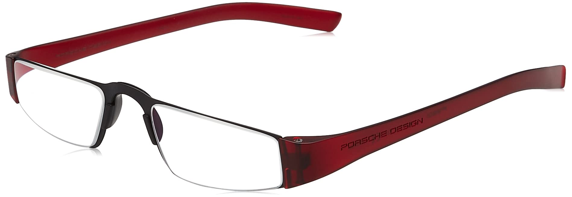 Porsche Design P8801 Iconic Reading Glasses - Black & Red Frames, 2.5 Magnification - Stylish Eyewear for Reading, Work, and Everyday Use