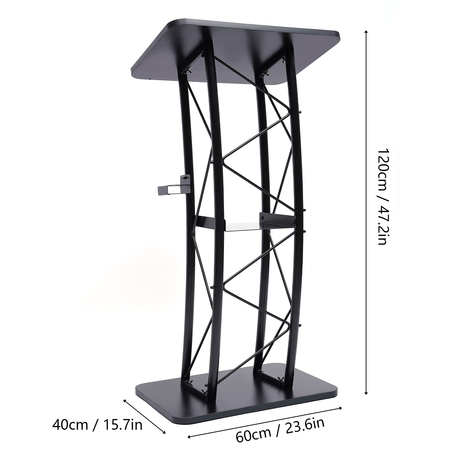 Curved Large Truss Lectern Podium Stand with Cup Holder - Durable Church & School Podium for Speeches, Presentations & Ceremonies