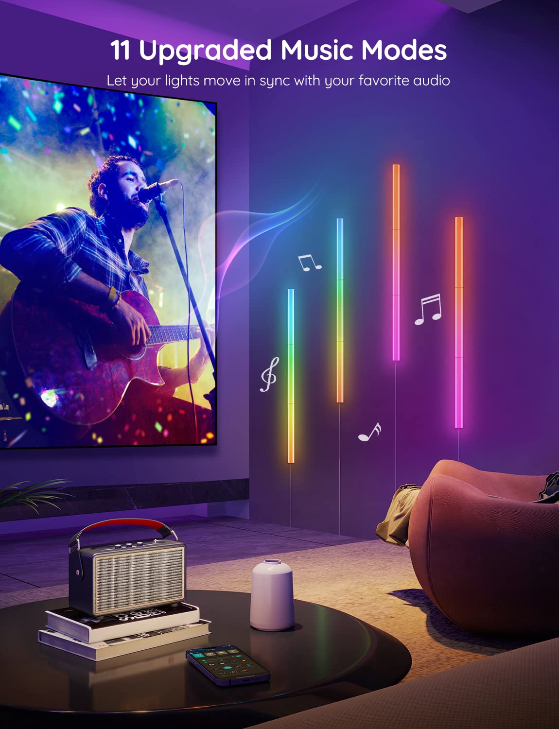 Govee Glide RGBIC Smart LED Wall Lights - 2 Panels Set (3 Sections Each) with Alexa & Google Assistant, Gaming Room & Bedroom Lighting for Ambient & Decorative Mood