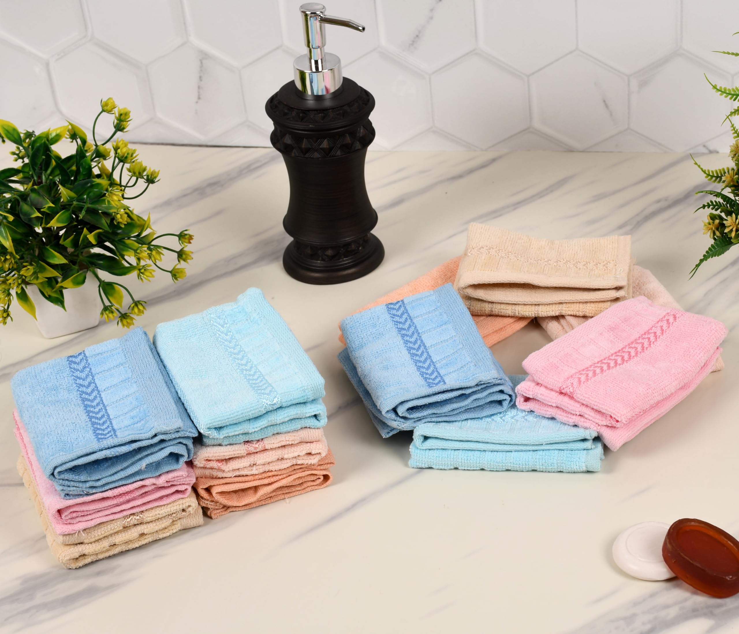 GRGRASP Velvet & Cotton Quick-Dry Facial Towel Set - 12 Pack (10x10 Inches) - Perfect for Skincare, Gym, Travel, and Daily Use