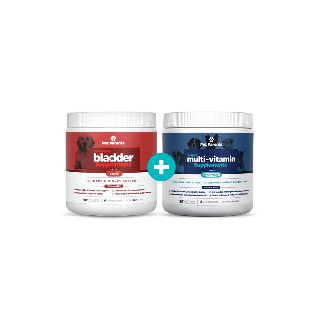 Pet Parents USA Cranberry for Dogs & Dog Multivitamin Bundle - Kidney Support, Incontinence Relief & UTI Treatment with Cranberry Extract | Dog Vitamins for Immunity & Overall Health | Perfect for Senior Dogs & Pets with Urinary Issues