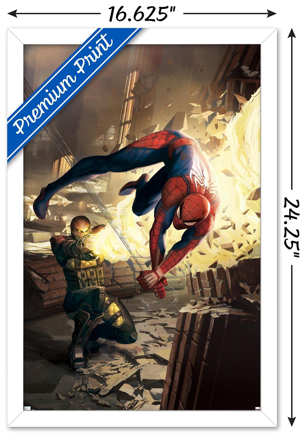 Marvel Comics Shocker Wall Poster - Amazing Spider-Man #5 Art Print (22.4x14.7 Inches) White Framed Version | Superhero Room Decor for Comic Book Fans & Collectors | Perfect for Bedroom, Game Room & Office Display