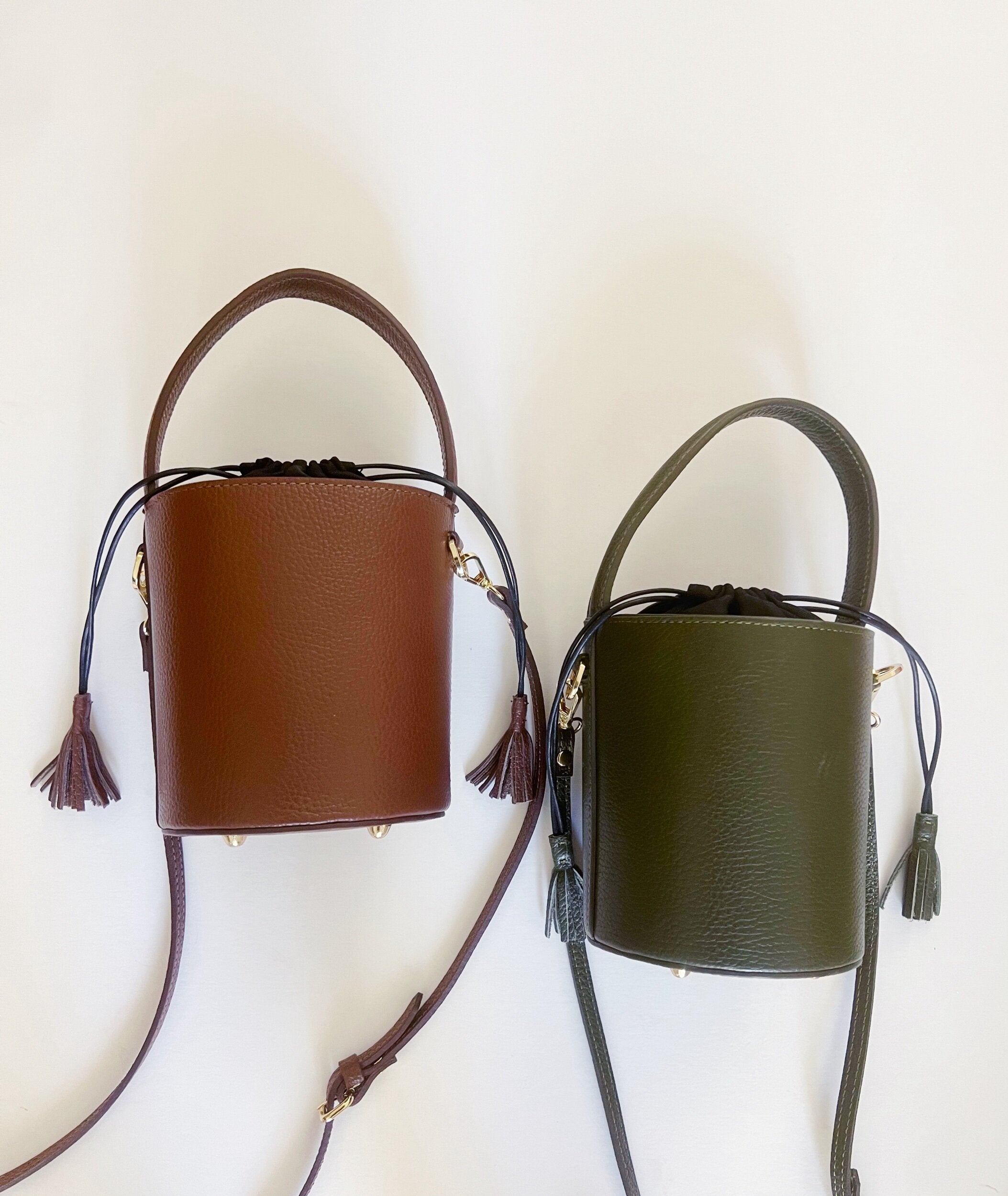 Premium Genuine Leather Bucket Bag for Women - Stylish & Durable Handbag for Everyday Use, Travel & Work (Black/Brown)