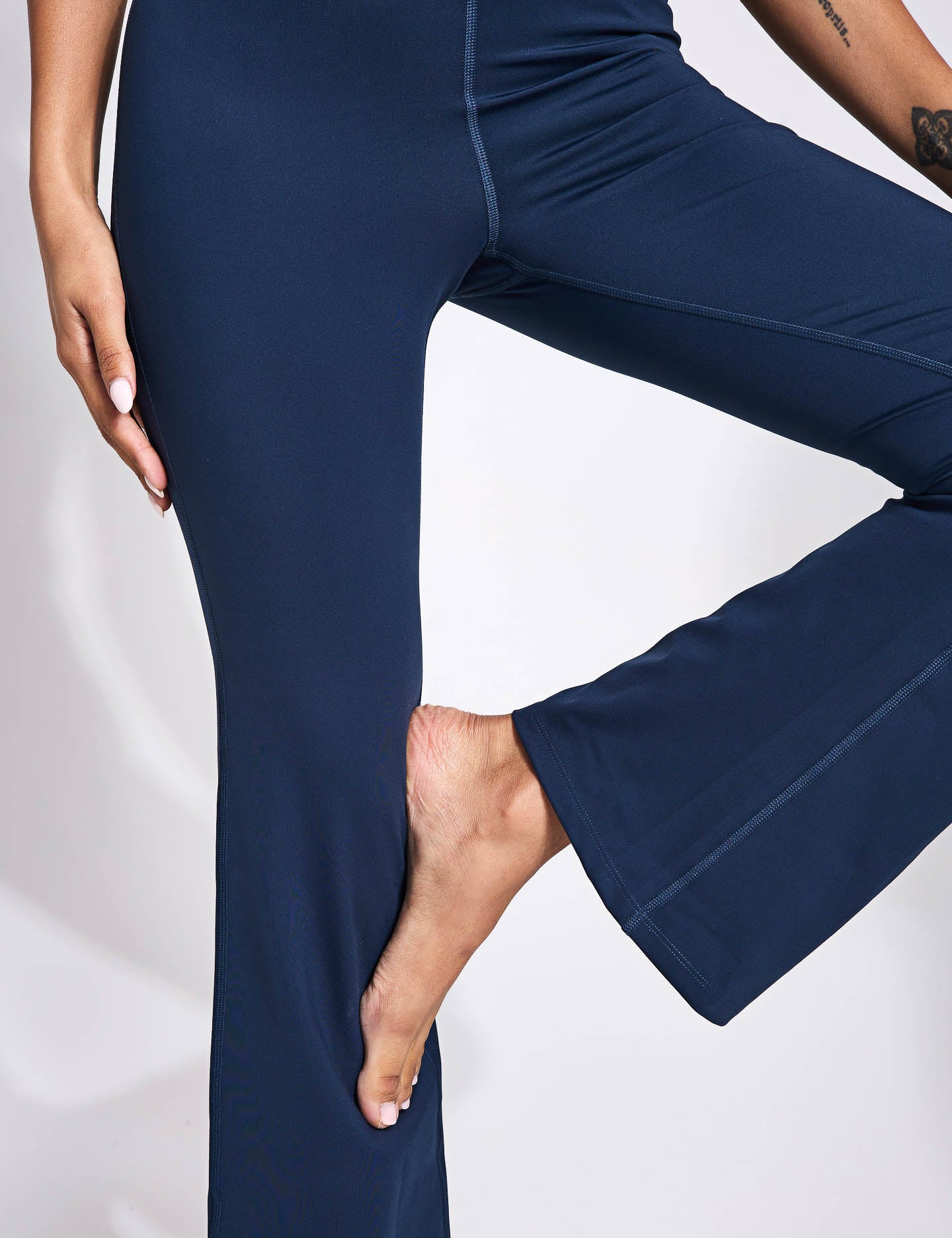 High Waist Compressive Flare Leggings for Women - Midnight Black - Yoga, Workout & Everyday Wear