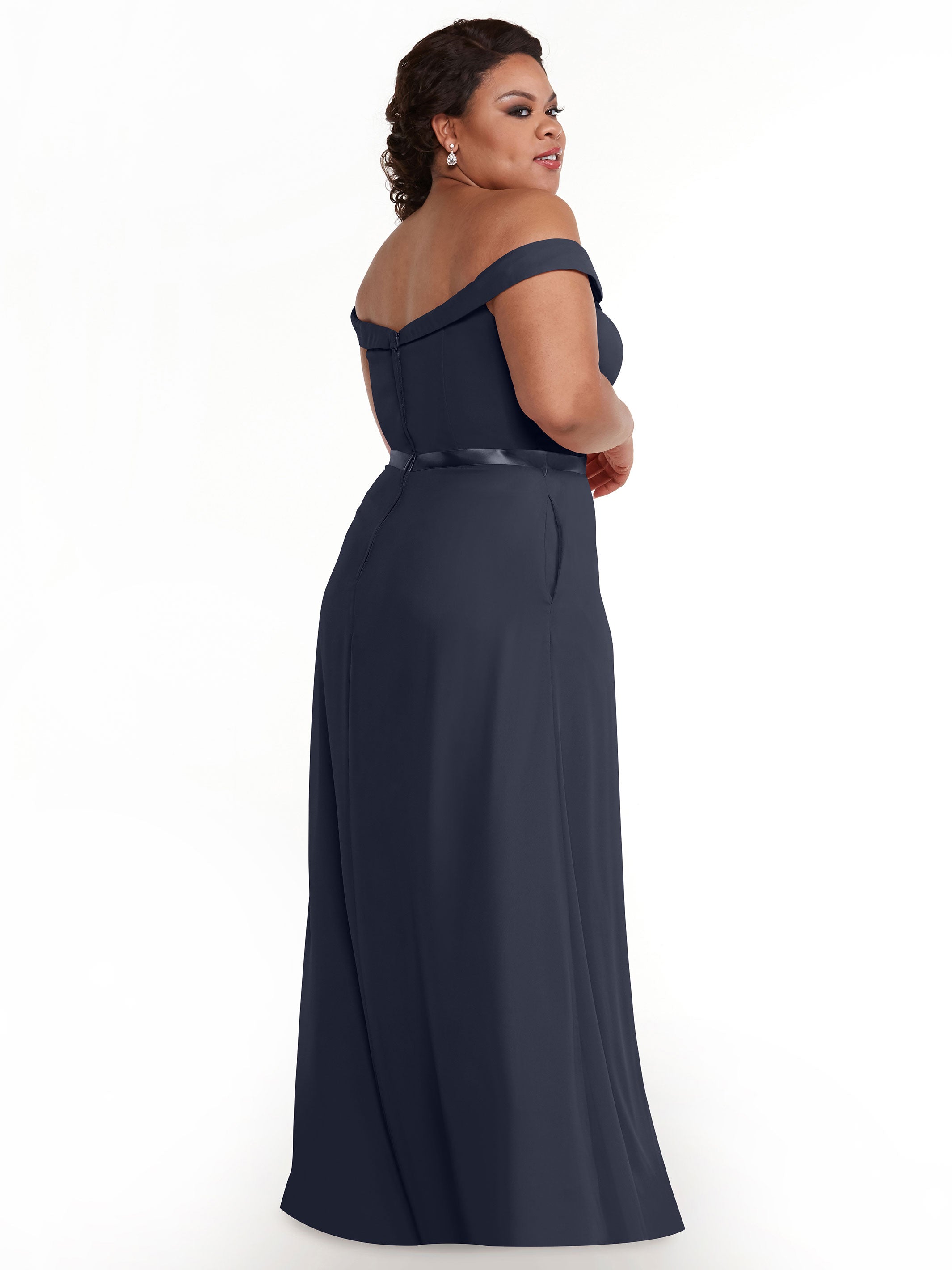 Elegant Off-the-Shoulder Chiffon A-Line Bridesmaid Dress with Sash - Perfect for Weddings, Formal Events & Special Occasions