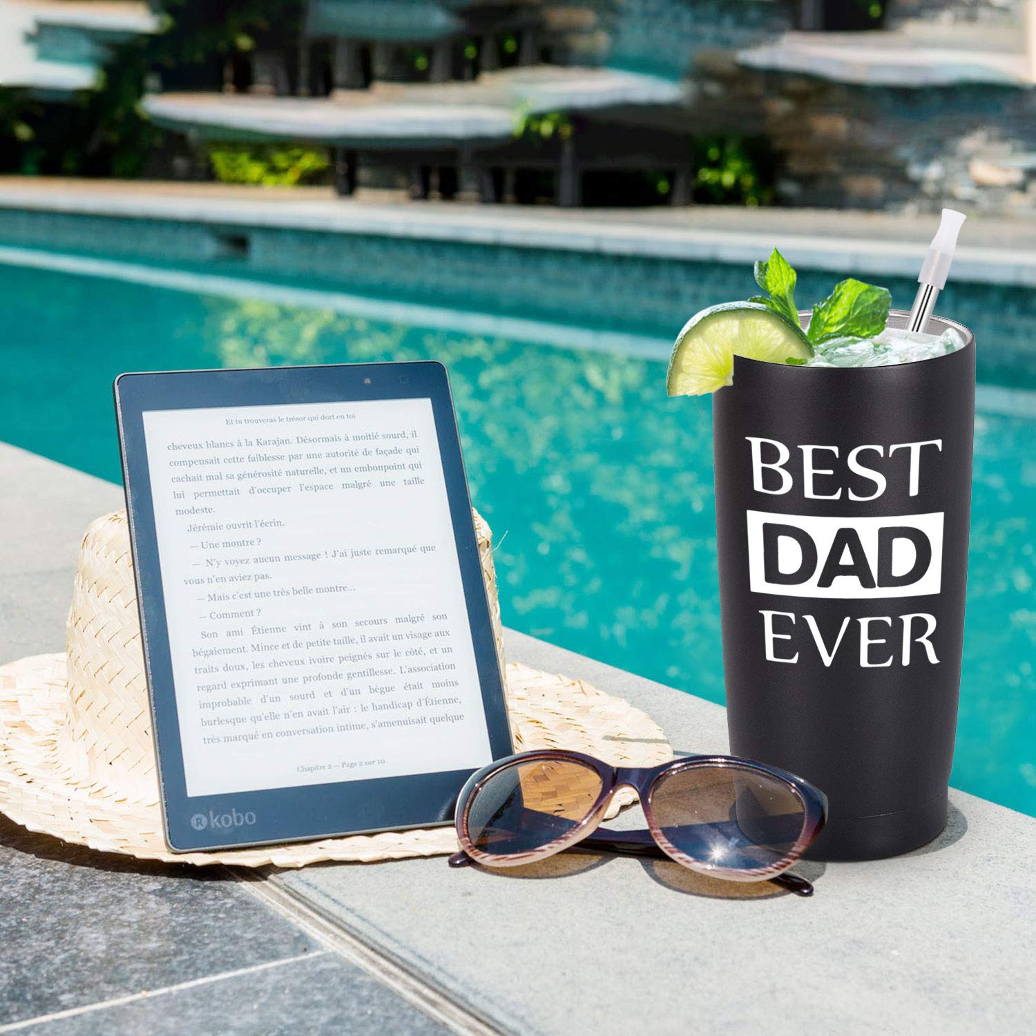 GINGPROUS 20oz Stainless Steel Insulated Travel Tumbler with Lid - Perfect Dad Gift for Father's Day, Birthday & Christmas | Leakproof Coffee Mug for Commuting, Camping & Office Use | Gift from Daughter or Son (Black)