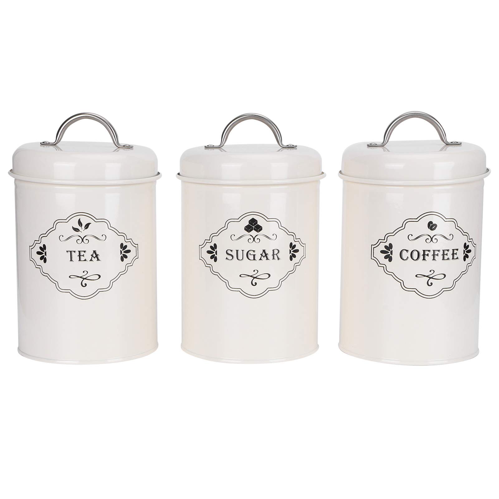 FIYO 3-Piece Airtight Food Storage Container Set - BPA-Free Kitchen Canisters for Sugar, Coffee, Tea & Dry Goods - Perfect for Pantry Organization & Countertop Display (White) | Ideal for Home, Office & Coffee Shop Use