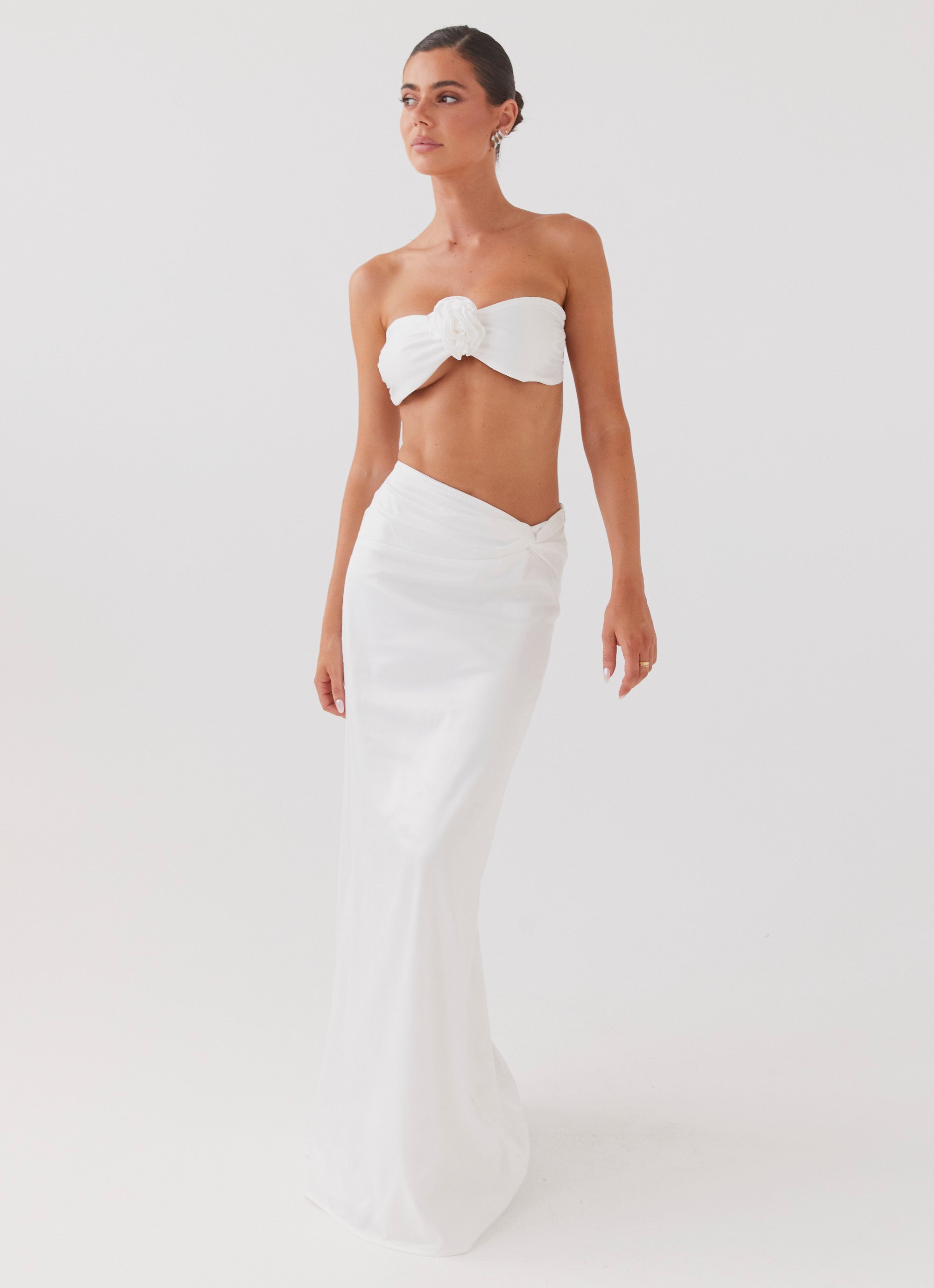 Crescent Light Twist Maxi Skirt - Ivory | Flowy Boho Skirt for Women | Perfect for Beach, Vacation & Summer Outfits