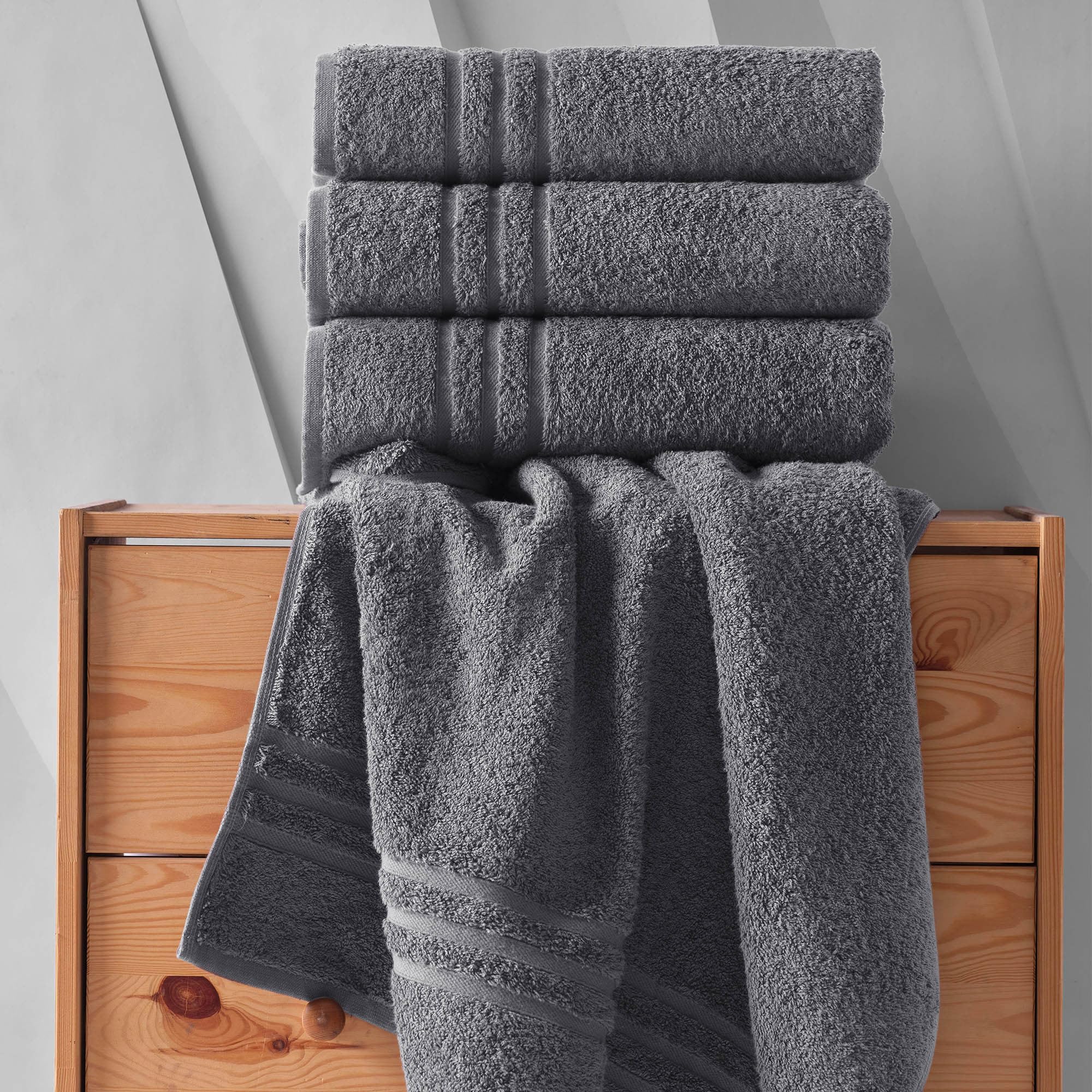 Premium 4-Pack Hawmam Grey Linen Bath Towels - Ultra Soft, Highly Absorbent & Quick-Drying Cotton Towels (27x54 Inch) for Spa, Gym & Luxury Bathroom Use