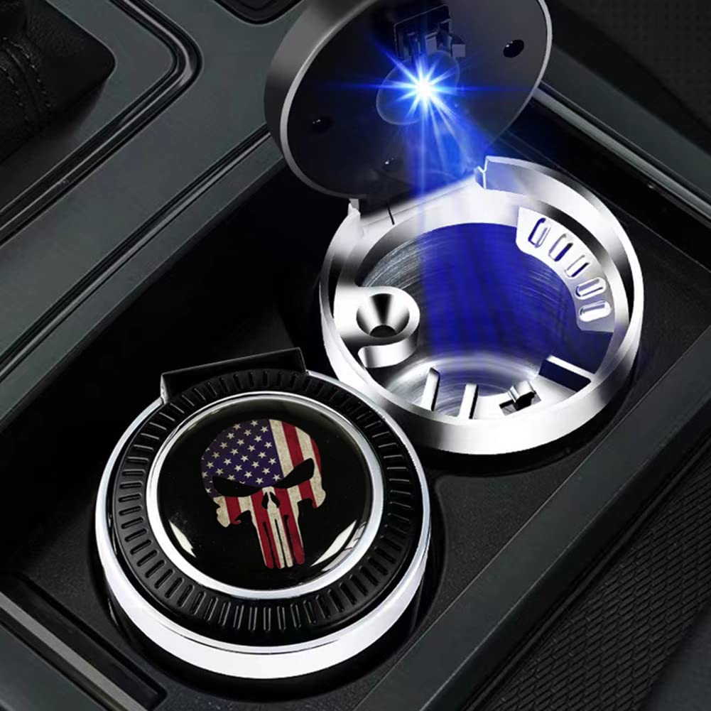 AJLOTMO Portable Car Ashtray with Lid - Mini Car Trash Can & Cup Holder for Vehicle - Perfect for Road Trips, Commuting and Keeping Your Car Clean