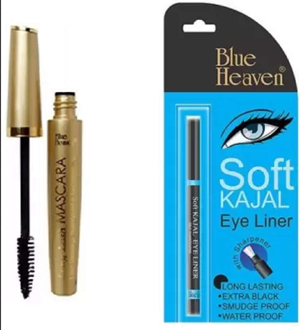 Blue Heaven Long Lash Mascara & Kajal Eyeliner Duo Pack - Volumizing, Lengthening & Smudge-Proof for Stunning Eye Makeup - Perfect for Daily Wear, Parties & Special Occasions