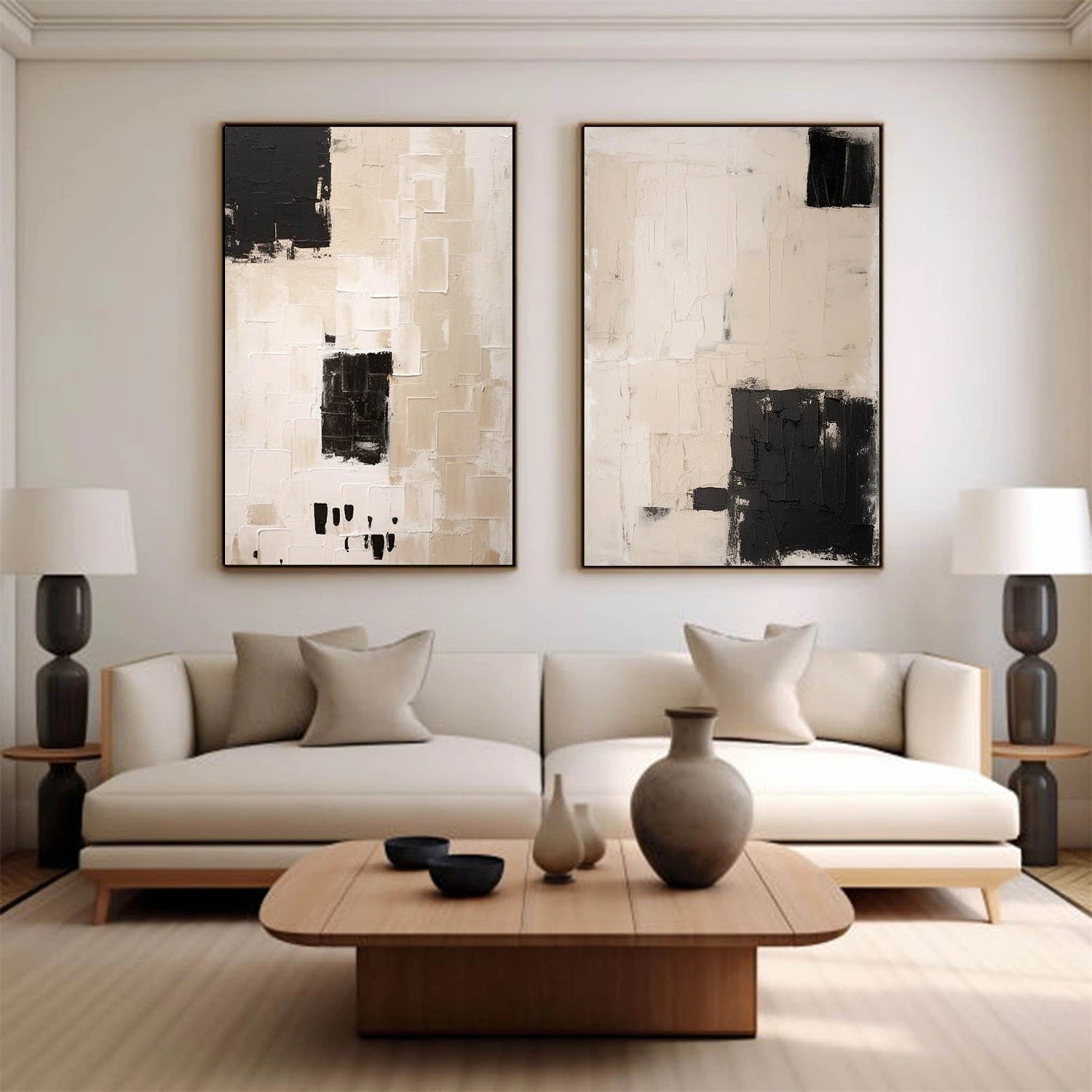 Abstract Tranquility Wall Art Set of 2 - Modern Minimalist Canvas Prints for Living Room, Bedroom & Office Decor - Perfect for Home & Office Wall Decorations