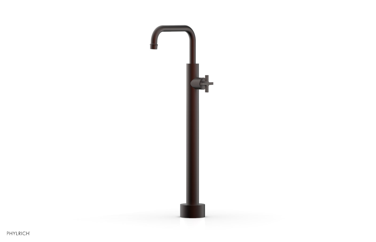 HEX MODERN Low Floor Mount Tub Filler with Cross Handle - Model 501 54 04 | Perfect for Contemporary Bathroom Designs and Spa-Like Showers