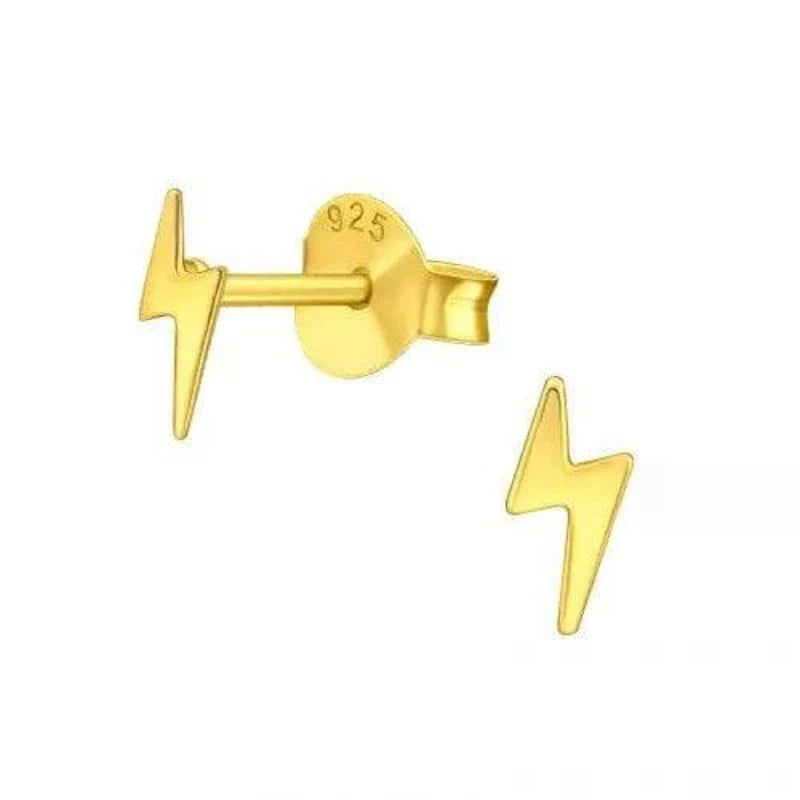 Gold Lightning Bolt Stud Earrings for Women - 14K Gold Plated Small Hoop Earrings - Trendy Punk Rock Jewelry Gift for Girls - Perfect for Concerts, Parties & Everyday Wear