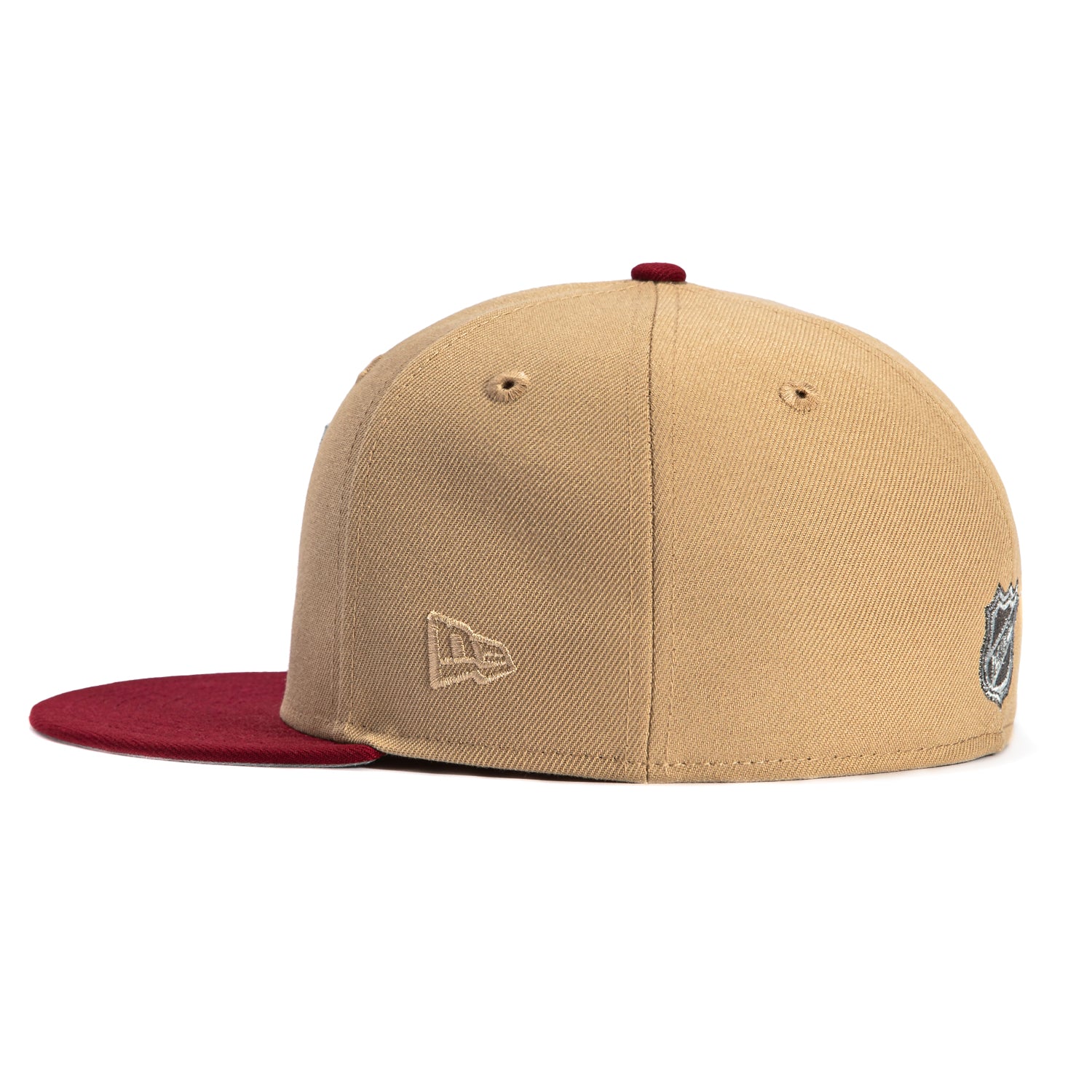 New Era 59Fifty Vegas Golden Knights Logo Patch Adjustable Baseball Cap - Tan & Cardinal Colors | Perfect for NHL Games, Sports Events & Casual Wear