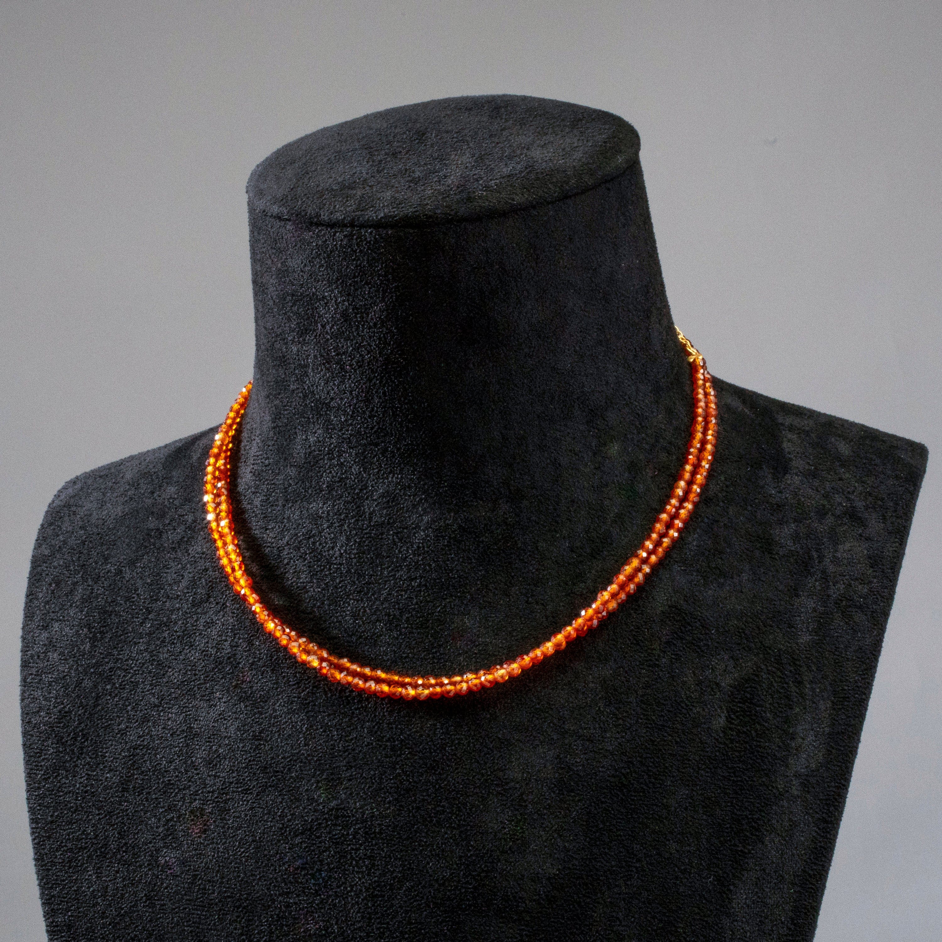 3mm Orange Garnet Faceted 31 Necklace & Multi Wrap Bracelet Set - Boho Chic Jewelry for Women - Perfect for Layering, Stacking & Everyday Wear