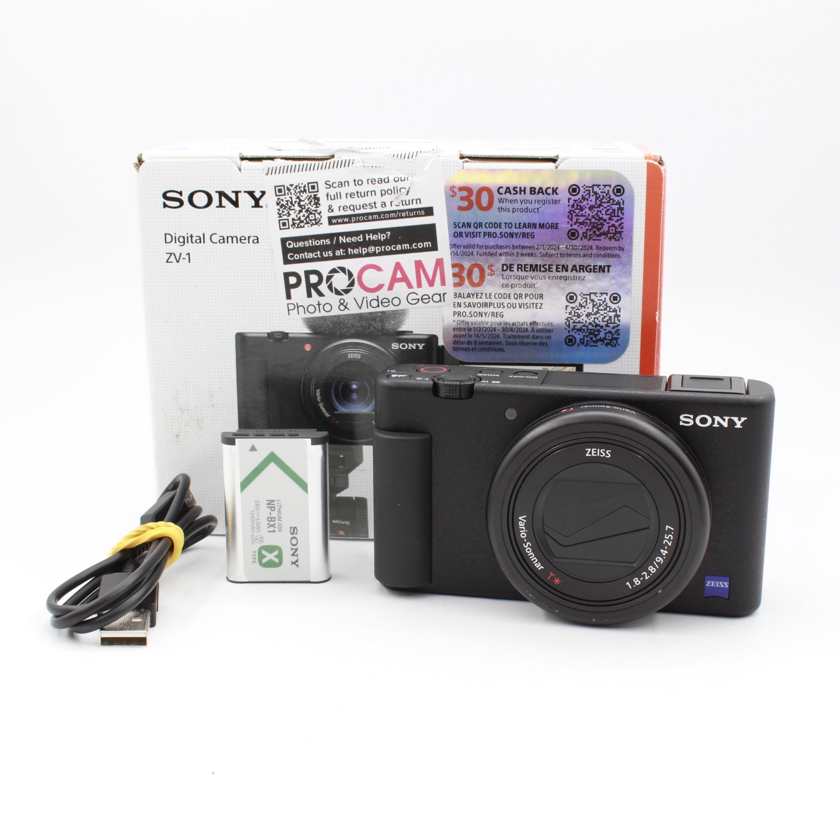 Open Box Sony ZV-1 Digital Camera (Black) - Vlogging, Travel & Content Creation - Like New Condition