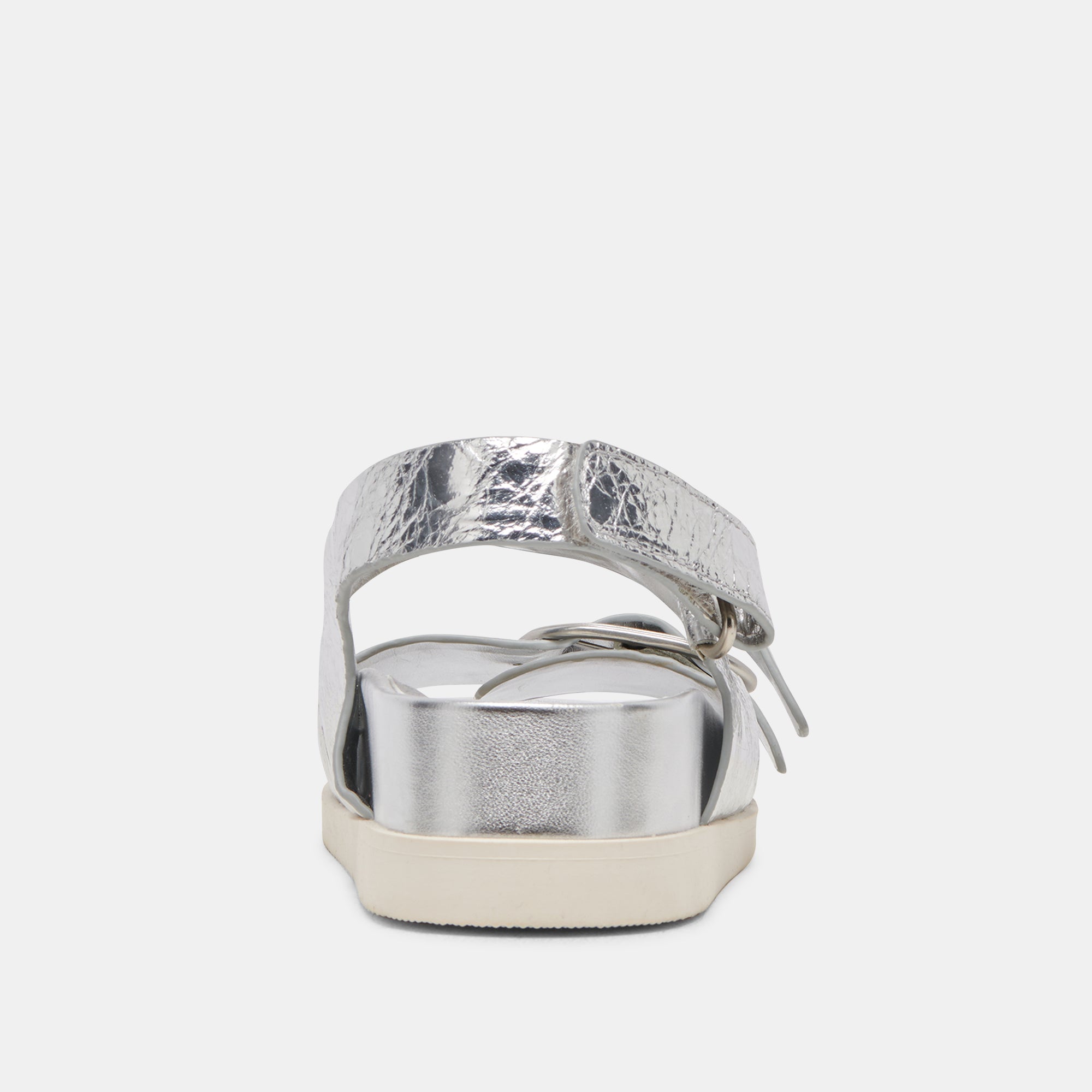 STARLA Women's Silver Distressed Leather Sandals - Comfortable & Stylish for Beach, Vacation & Summer Outfits