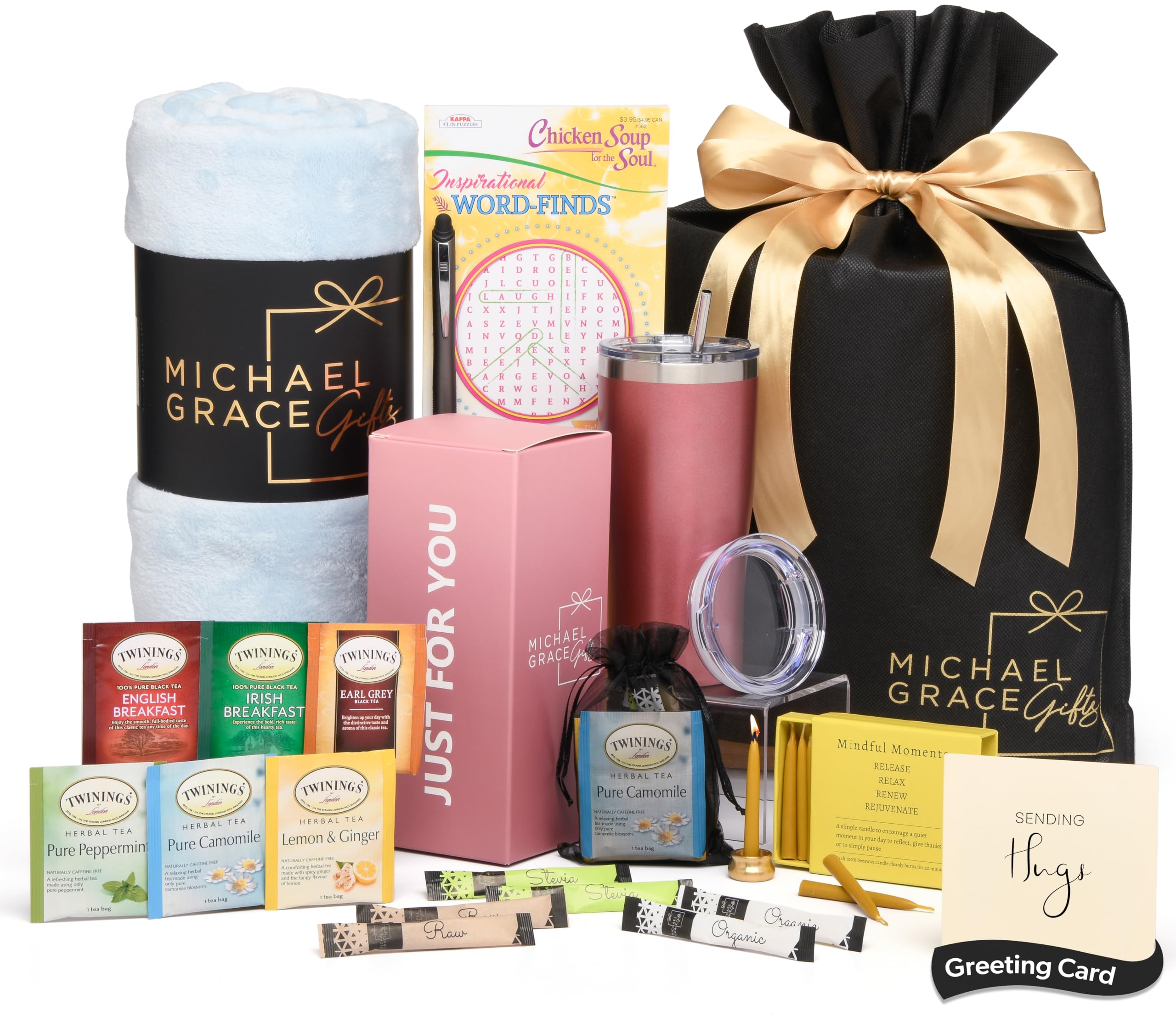 Best Gifts for Grandma - Thoughtful Gift Baskets for Women, Birthday & Get Well Soon Care Package with Cozy Blanket, Herbal Teas, Insulated Tumbler & Scented Candle - Perfect for Mother's Day, Christmas & Recovery from Son or Daughter