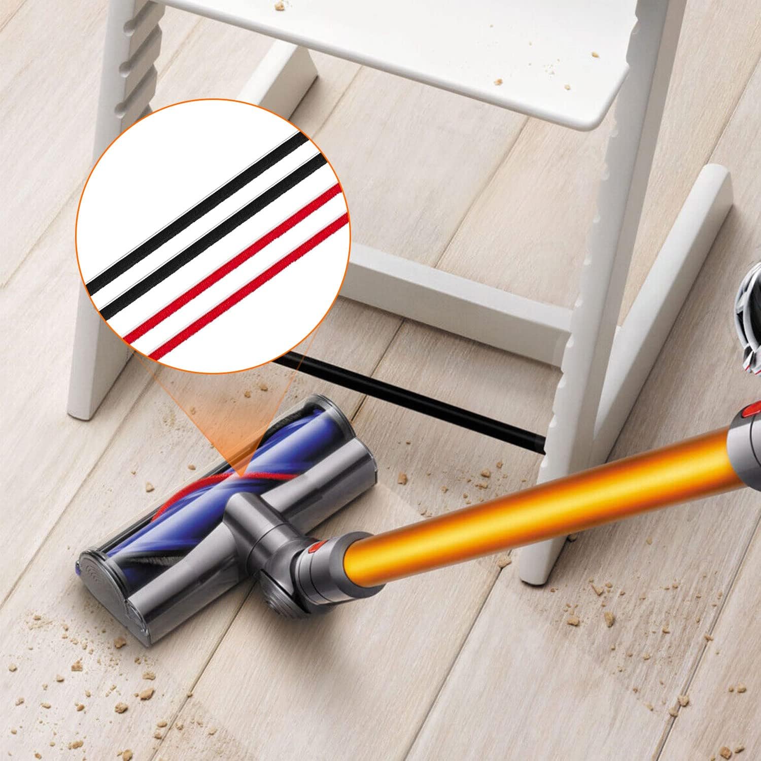 4Pcs Replacement Rolling Brush Plush Strips for Dyson V8 & V10 Vacuum Cleaners - Compatible with Dyson V8 Absolute/Animal, V10 Absolute/Animal - Includes Screwdriver for Easy Installation - Perfect for Pet Hair, Carpet & Hard Floor Cleaning