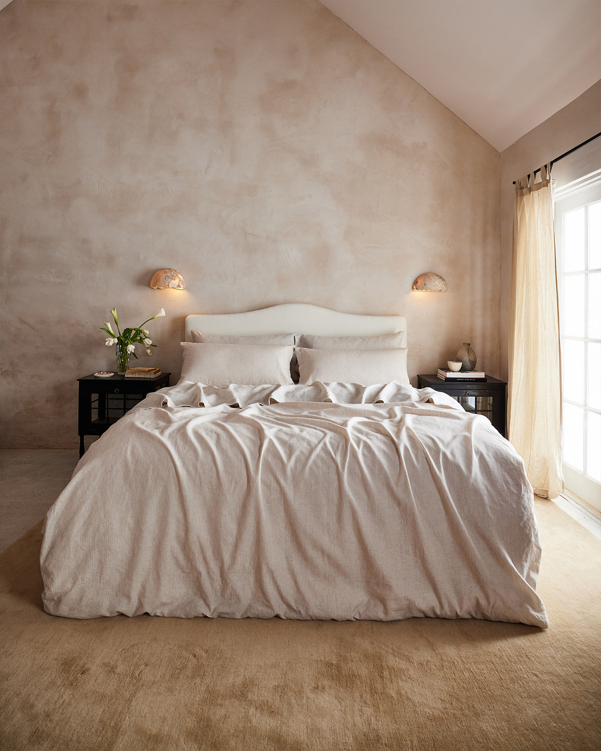 Premium Oatmeal & White Stripe Bedding Set - Soft Cotton 4-Piece Comforter Set with Pillow Shams - Perfect for Master Bedroom, Guest Room & Cozy Home Decor