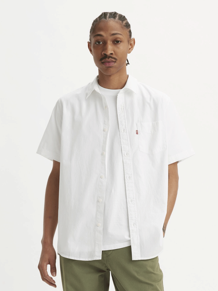 Levi's Men's Sunset One Pocket Short Sleeve Shirt - Bright White Casual Summer T-Shirt for Beach, Outdoors & Everyday Wear