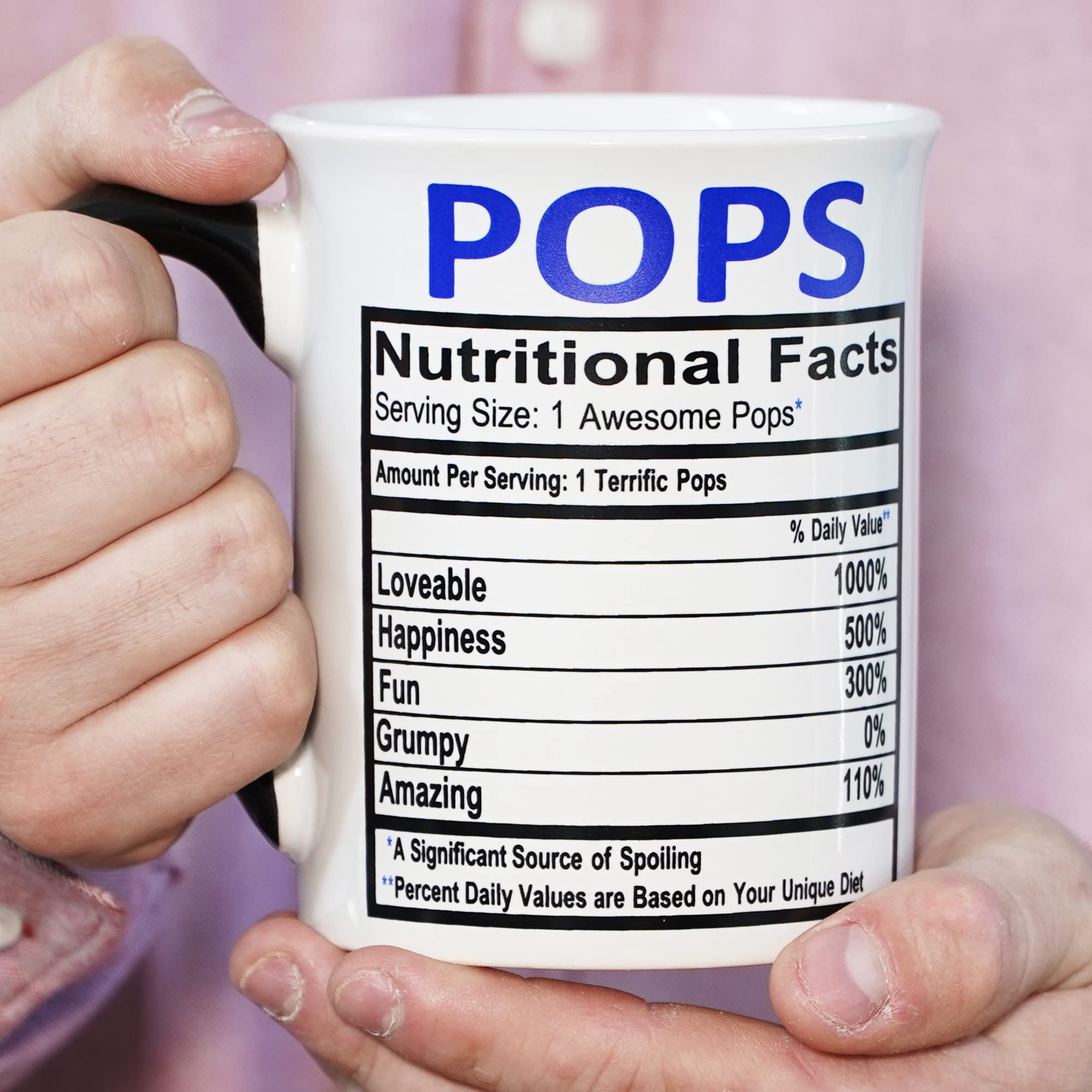 16oz Papa Pops Ceramic Coffee Mug - Unique Gift for Men, Dad & Grandpa - Funny Coffee Cup for Home & Office Use - Perfect Christmas Gift & Coffee Table Decor for Father's Day, Birthday & Retirement