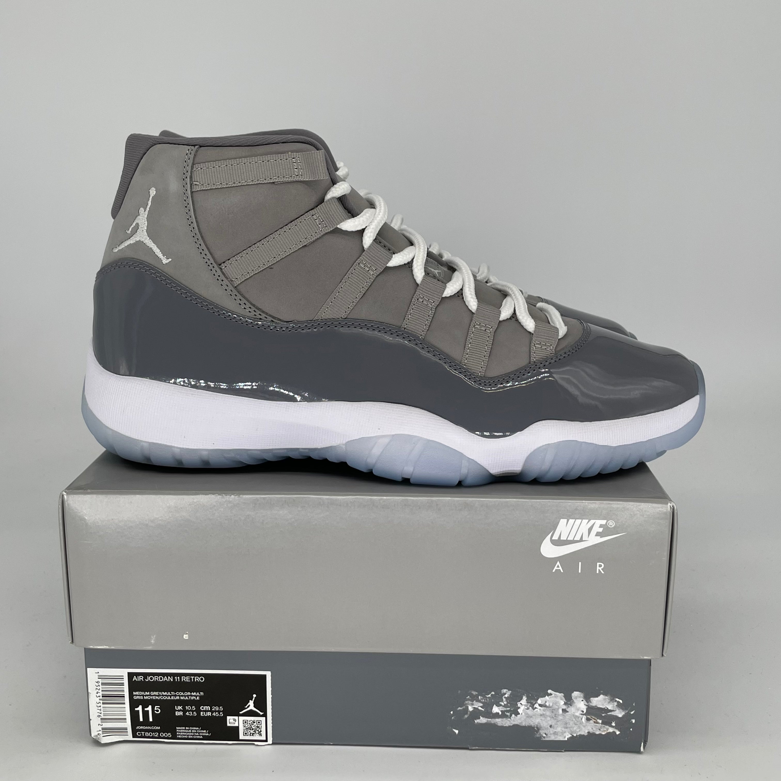 AIR JORDAN 11 Retro Cool Grey Basketball Shoes - Men's Size 11.5/Women's Size 13 (CT8012-005) - Perfect for Streetwear, Sneaker Collecting & Basketball Games