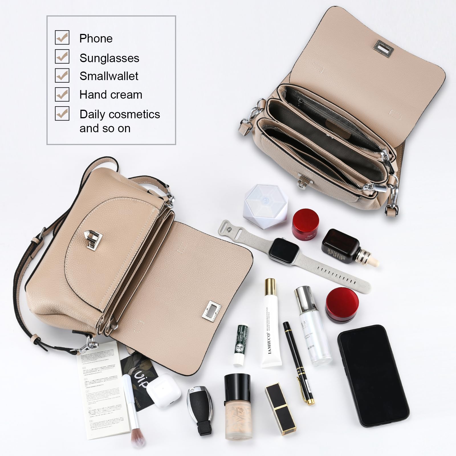 **Yonami Genuine Leather Crossbody Bags for Women - Stylish Small Shoulder Handbags & Designer Purses - Perfect for Everyday Use, Travel, and Casual Outings**