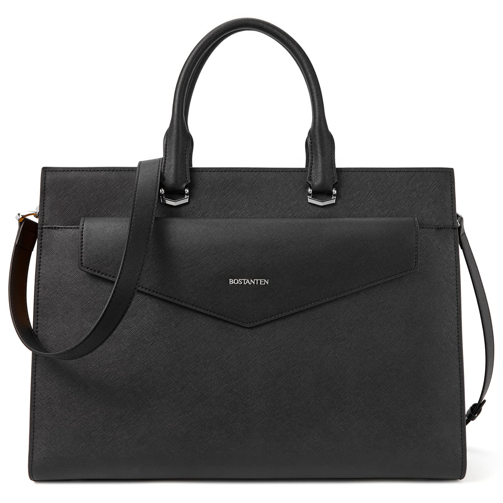BOSTANTEN Women's 15.6 Inch Genuine Leather Laptop Briefcase Tote Bag - Professional Work Bag for Business Office & Travel, Beige
