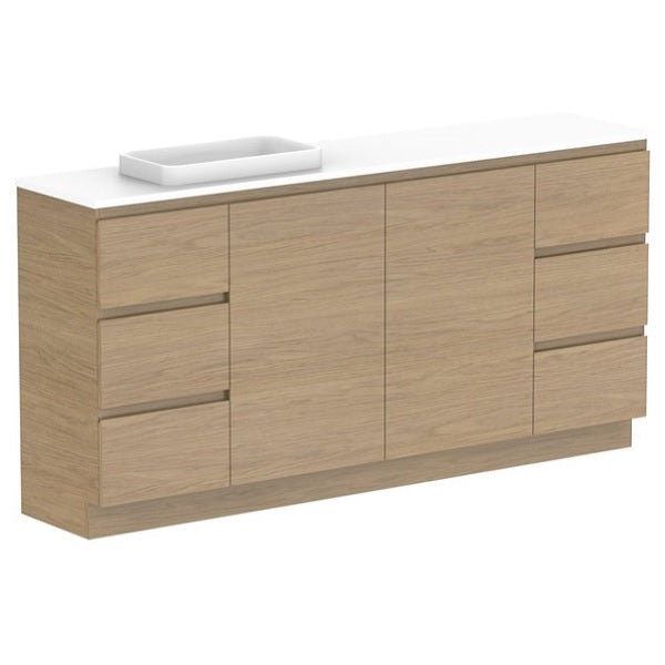 ADP Glacier Pro Ensuite Door and Drawer Trio Vanity with Solid Surface Top - Modern Bathroom Vanity Set with Storage for Home & Hotel Use