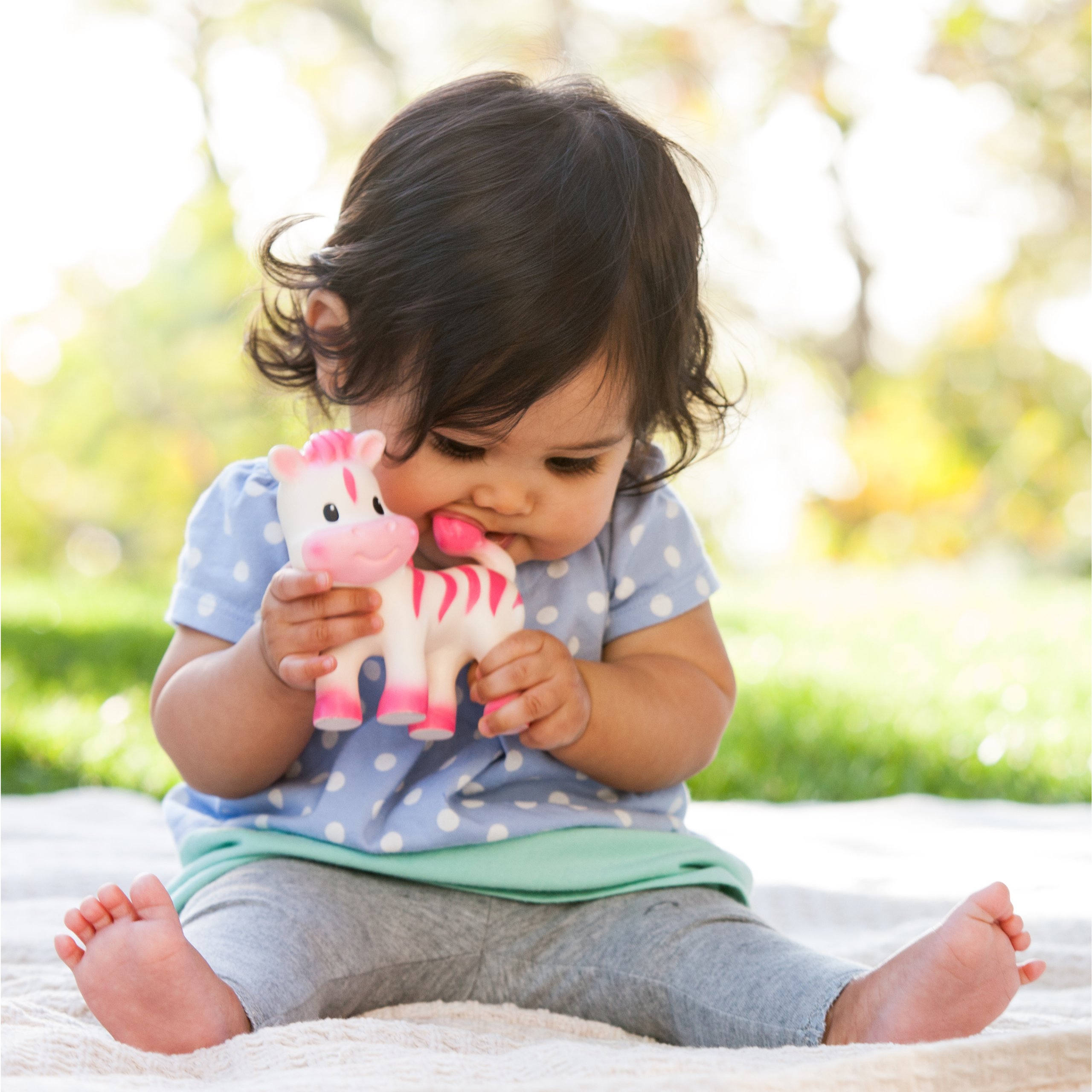 Infantino Teether Toy for Babies - Soft Squeeze & Chew Zebra Teether for Soothing Sore Gums | Perfect for Teething Relief, On-the-Go Play & Sensory Development