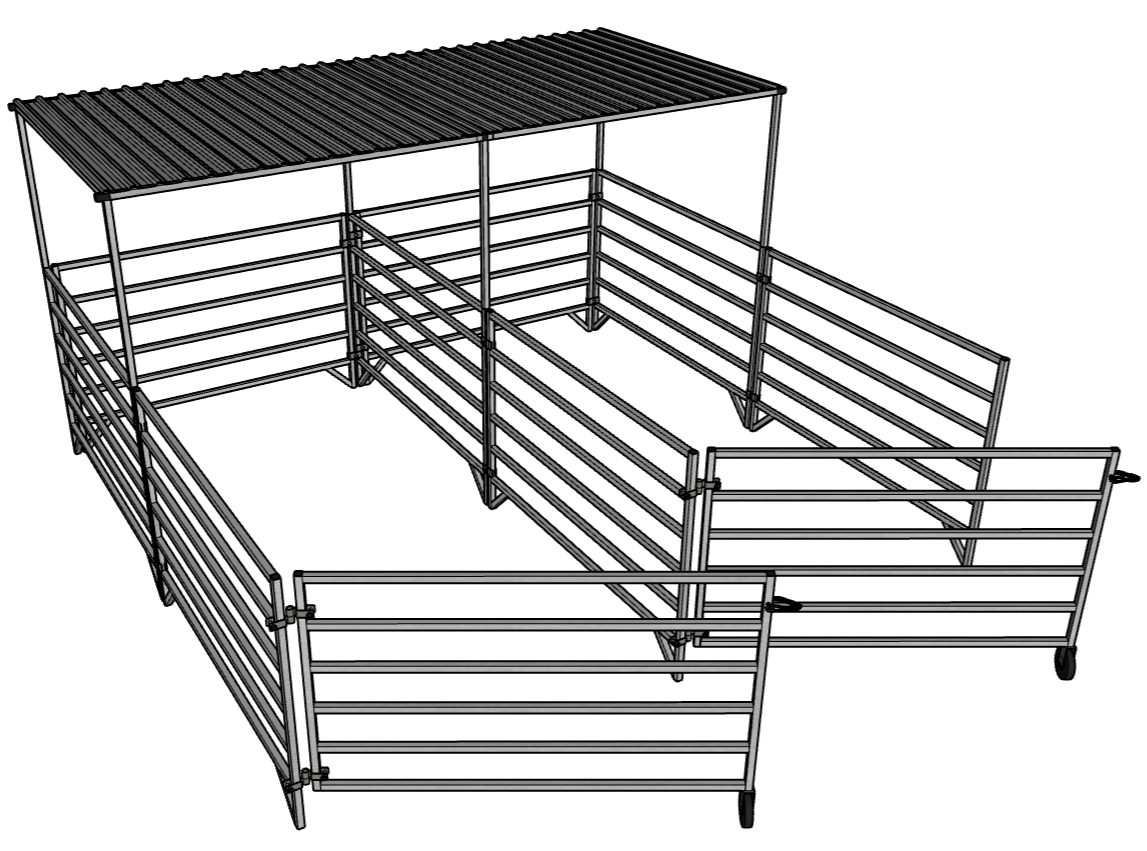 5 Ft X 10 Ft Aluminum 6-Rail Add-On Horse Stall Kit with Canopy (3 Panels, 1 Gate, 1 Canopy) - Durable Stable Fencing for Pastures, Barns & Equestrian Facilities