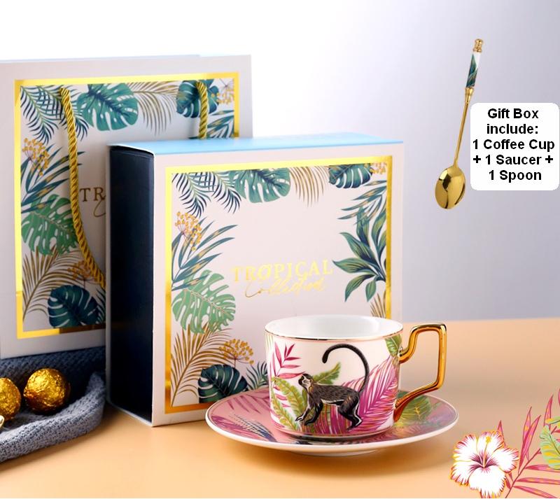 Elegant Butterfly Pattern Porcelain Coffee Cups with Gold Trim & Saucer Set - Perfect for Afternoon Tea, Gifts, and Home Decor - Includes Gift Box