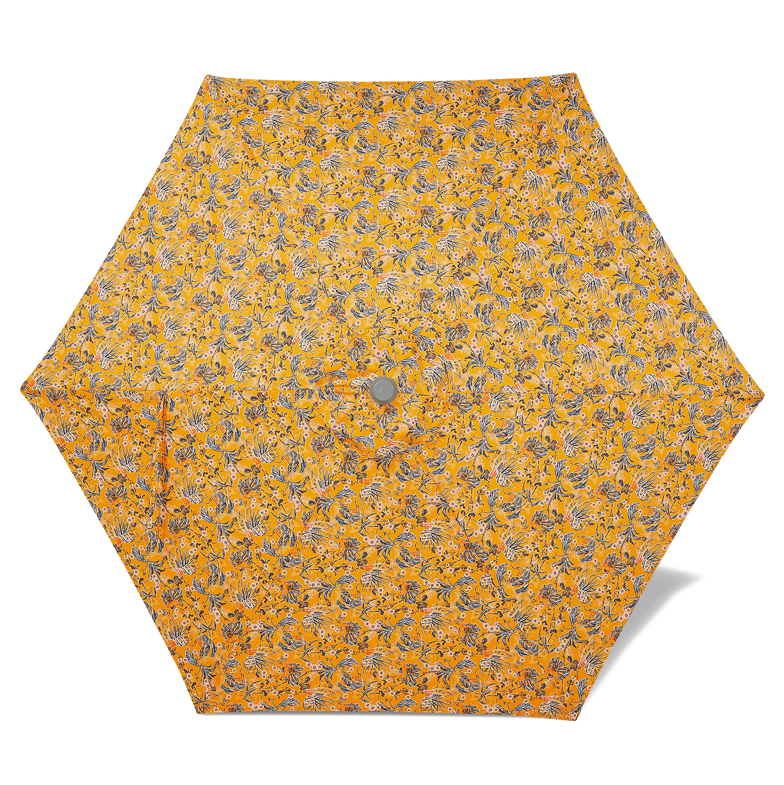 Vera Bradley by Classic Accessories 9 Foot Water-Resistant Market Umbrella - Rainforest Toile Gold Pattern - Perfect for Outdoor Events, Beach Trips & Garden Parties