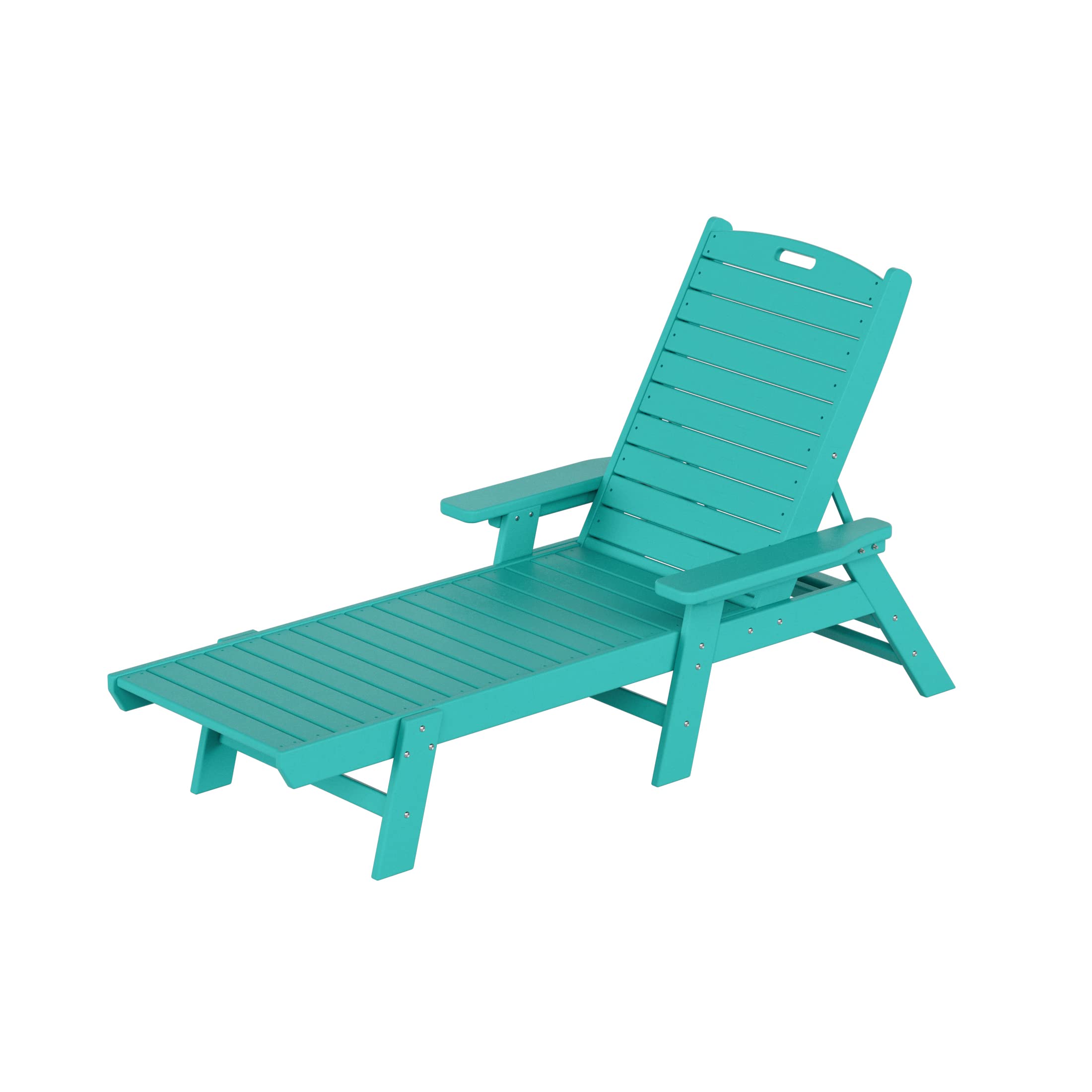 **WO Home Furniture HDPE Adirondack Reclining Chaise Lounge – Durable Poly Lumber Outdoor Chair with Armrests – UV & Weather Resistant for Patio, Backyard, Beach, Poolside, Porch – Perfect for Relaxing in Turquoise**