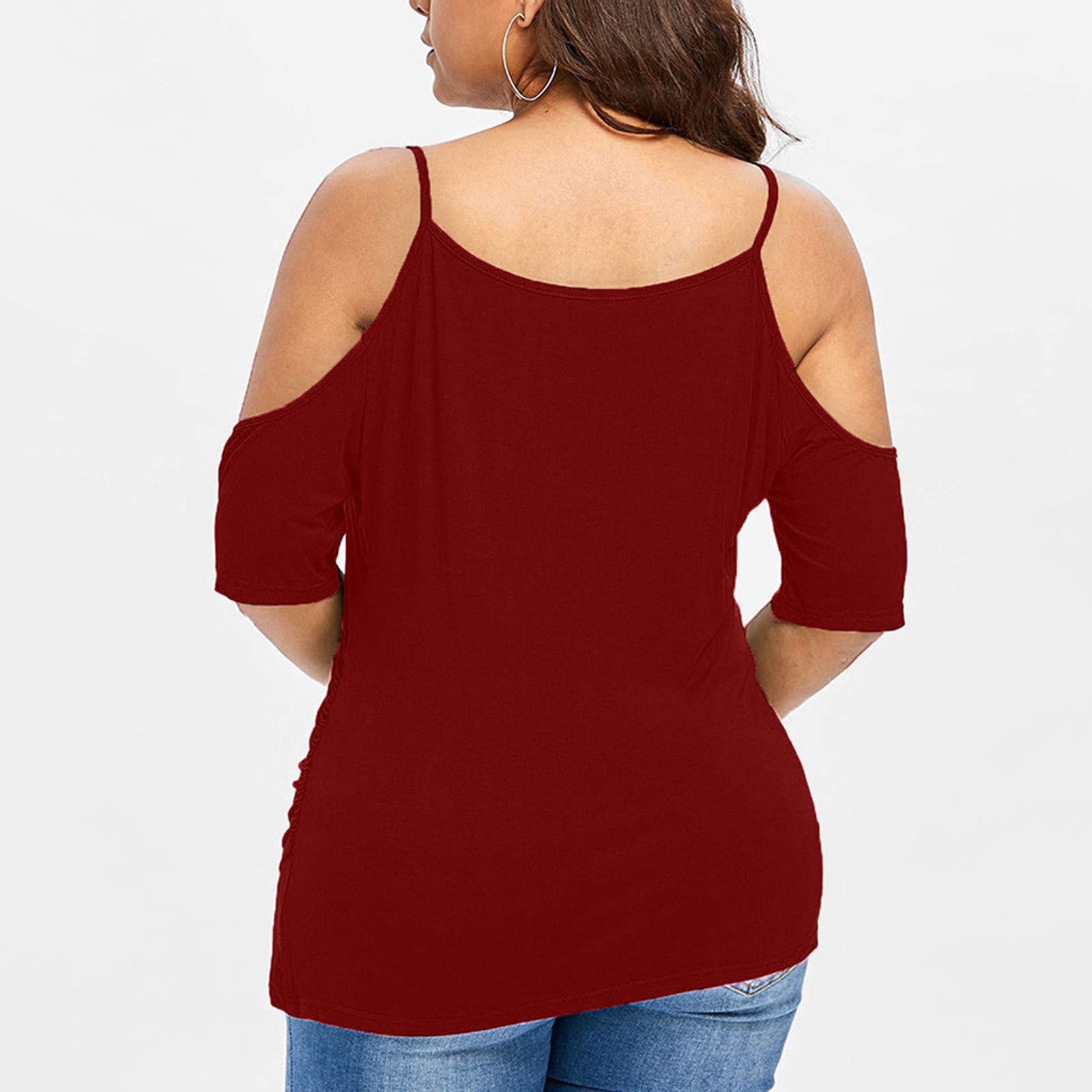 Women's Asymmetric Cutout Shoulder V-Neck T-Shirt - Plus Size Fashion Top for Casual Wear & Summer Outfits