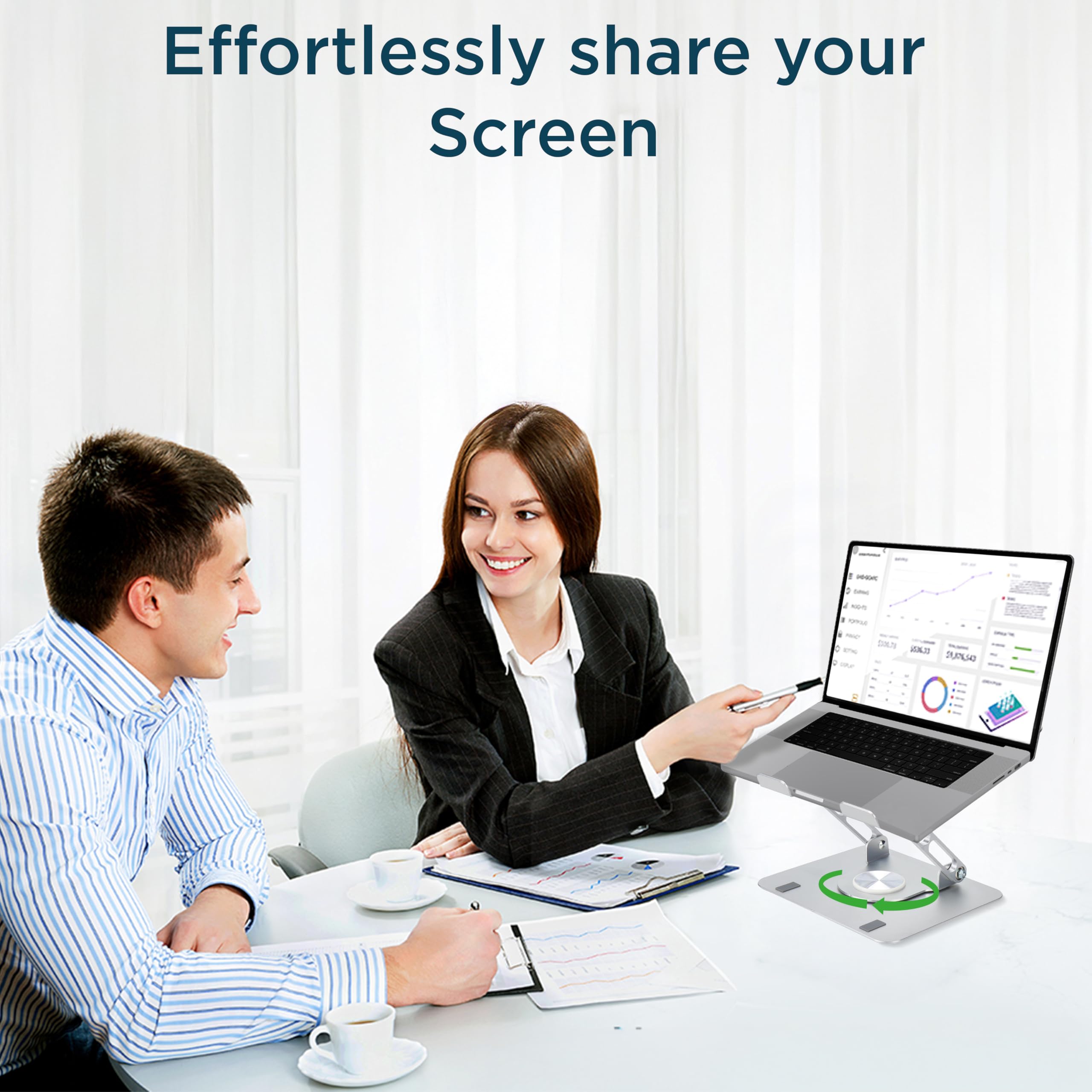 Ergonomic Adjustable Laptop Stand with 360° Rotation - Portable Swivel Computer & iPad Holder for Home Office - Perfect for Work, Study, and Video Calls