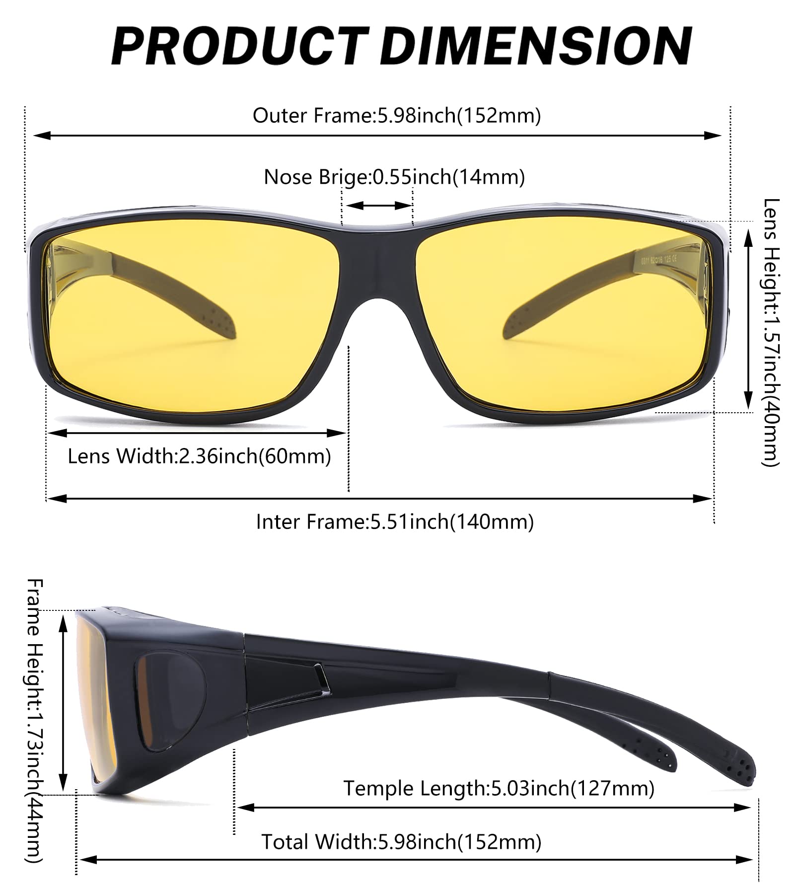 NULOOQ Polarized Wrap Around Sunglasses for Men & Women - Fit Over Prescription Glasses - UV Protection for Driving, Fishing & Outdoor Activities
