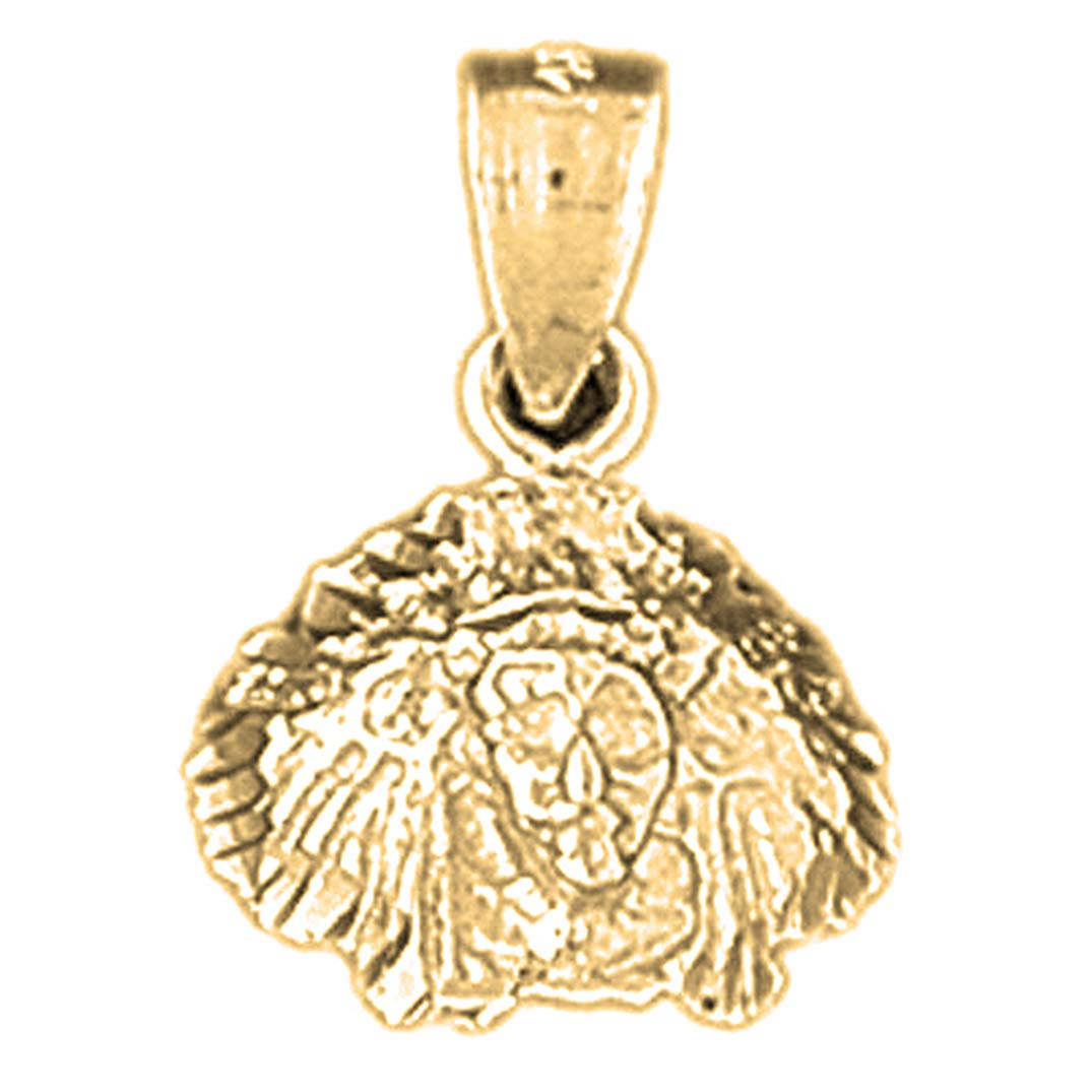 14K Yellow Gold Indian Head Pendant Necklace - 18mm Handmade Jewelry for Women, Gift for Her, Birthday, Anniversary, Valentine's Day - Perfect for Ethnic & Boho Fashion