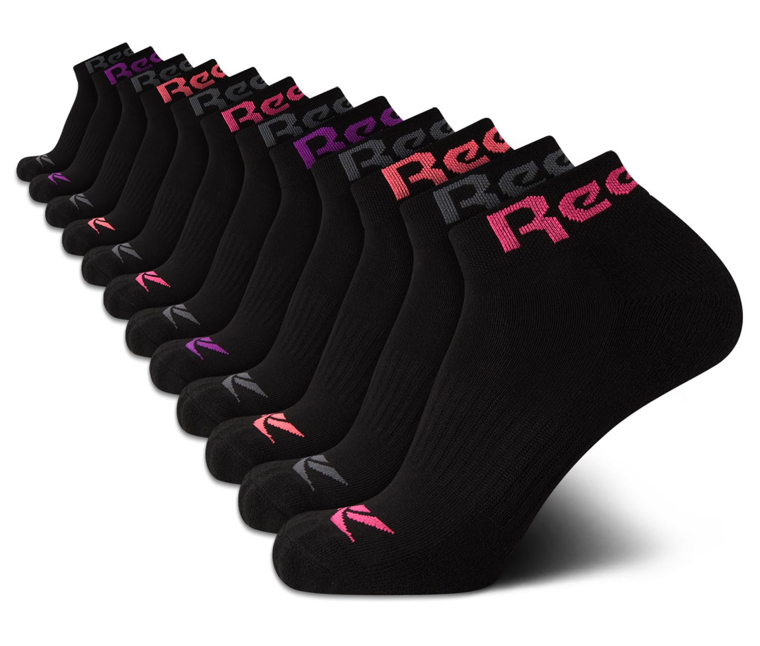 Reebok Women's Quarter Socks 12-Pack - Performance Arch Support Ankle Athletic Socks with Cushioning (Size 4-10) - Ideal for Running, Gym Workouts & Everyday Comfort
