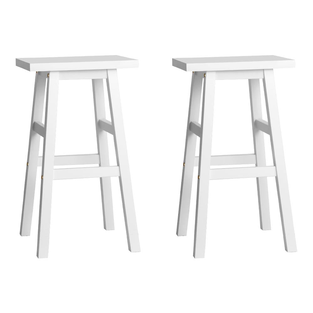 2-Pack White Wooden Bar Stools for Kitchen Counter - Modern & Comfortable Dining Chairs for Breakfast Nook, Bar, or Home Decor