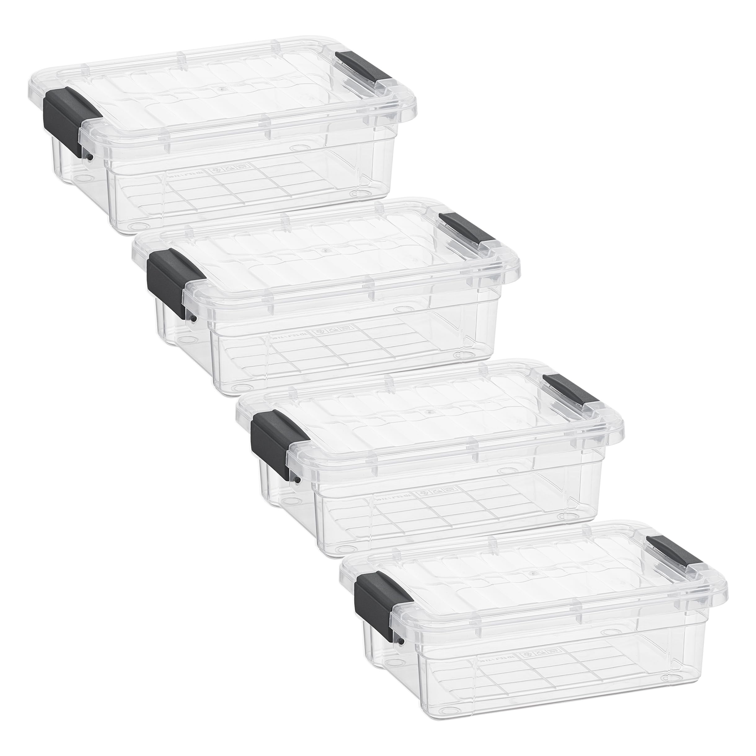 Superio Clear Plastic Storage Bins with Lids - 4 Pack 1.27 Qt Stackable Organizer Containers for Home, Office, Dorm - BPA Free, Non-Toxic, Odor-Free | Perfect for Pantry Organization, Closet Storage & Small Item Sorting