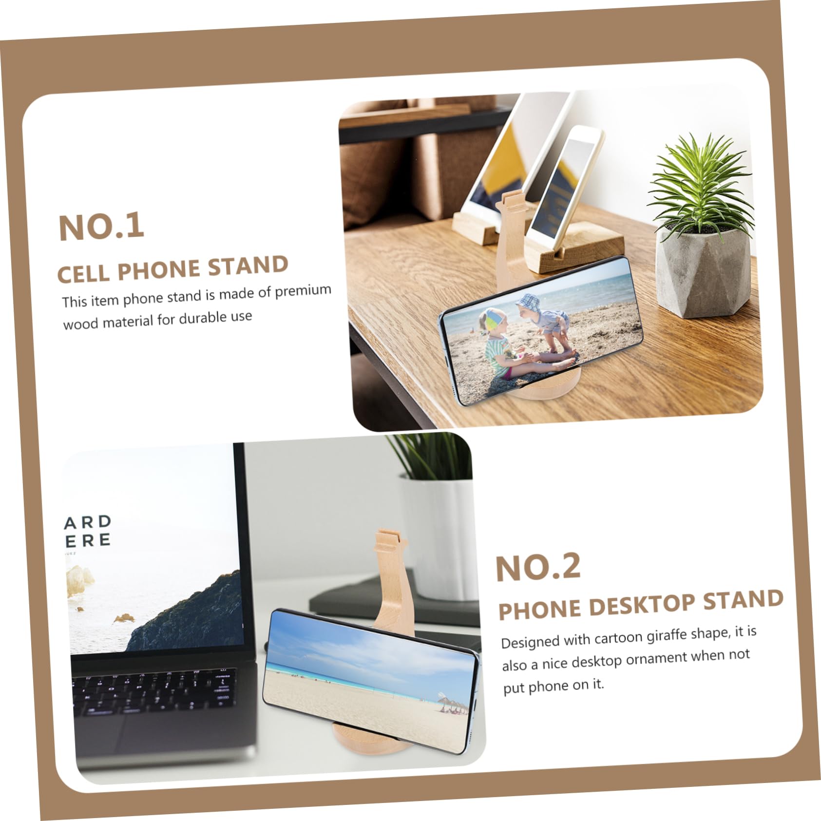 Xiaolu Wooden Phone Stand Holder - Adjustable Desktop Phone Bracket for iPhone, Samsung, Tablets - Perfect for Home Office, Bedside, Kitchen Counter & Video Calls