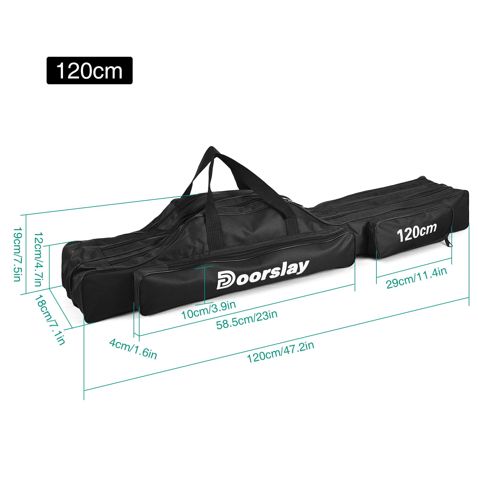 **Doorslay 3-Layer Oxford Waterproof Fishing Rod Case - Portable Folding Fishing Pole Storage Bag for Travel & Outdoor Fishing Gear - Perfect for Camping, Kayaking, and Beach Trips**